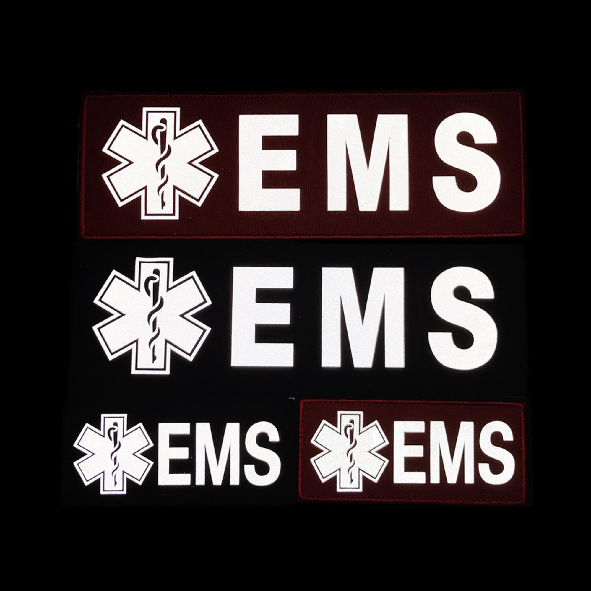 Reflective EMS Medical Patches, 4.33 x 2 Inches, Hook and Loop Backing, Red and White, 2-Pack - Image 3