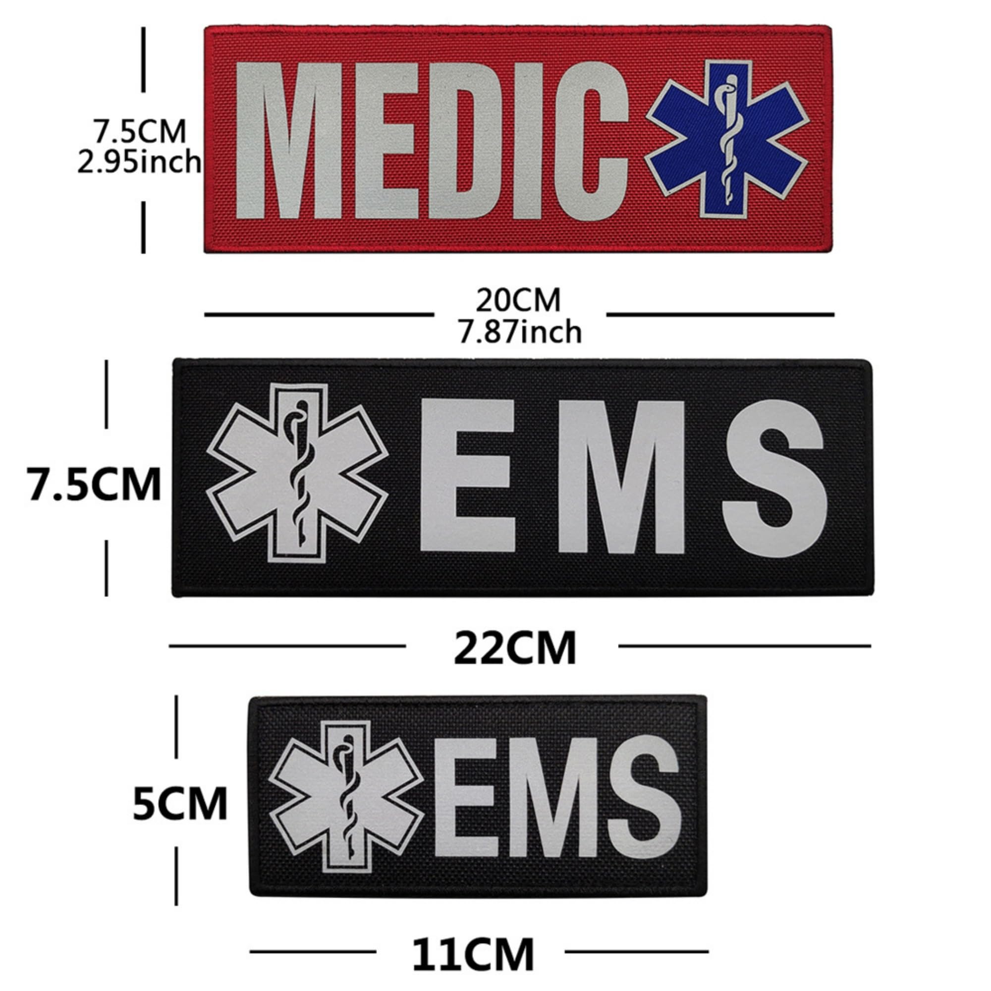 Reflective EMS Medical Patches, 4.33 x 2 Inches, Hook and Loop Backing, Red and White, 2-Pack - Image 5