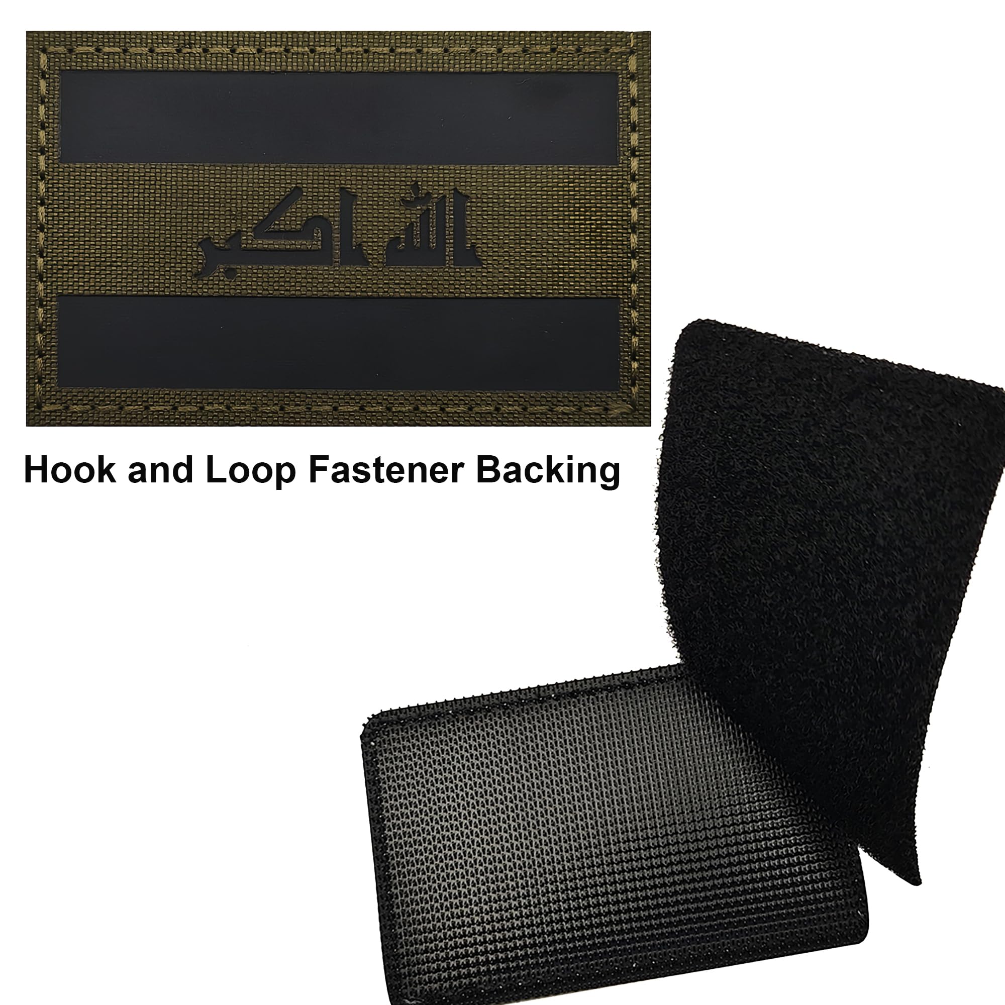 Reflective Iraq Flag Patches Decorative Appliques with Hook and Loop Fastener Backing Badges for Clothes, Backpacks, Helmet, Tactical Gears, Hats, Jackets, Jeans, 3.15 x 1.97 inch, Bundle of 2 Pieces - Image 3