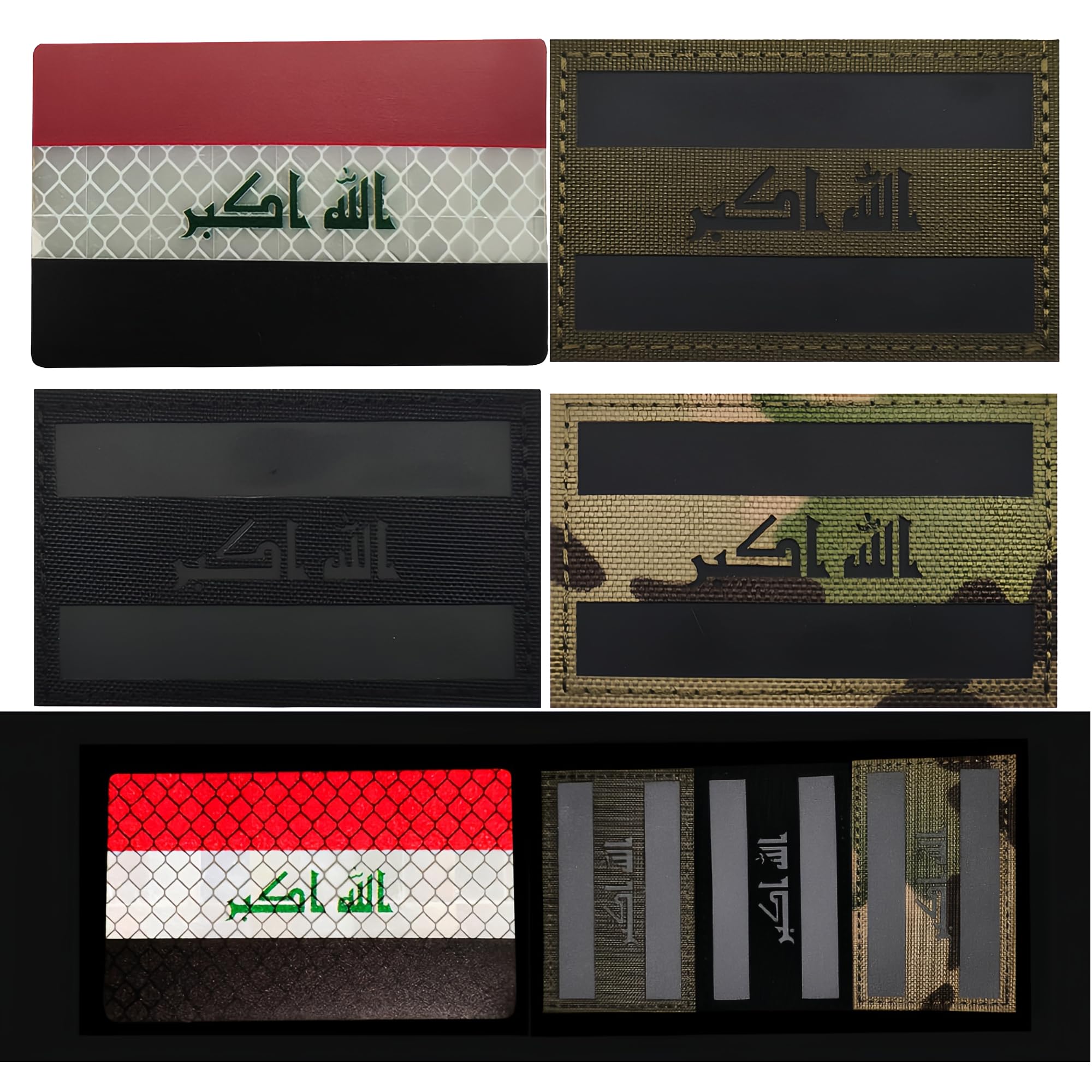Reflective Iraq Flag Patches Decorative Appliques with Hook and Loop Fastener Backing Badges for Clothes, Backpacks, Helmet, Tactical Gears, Hats, Jackets, Jeans, 3.15 x 1.97 inch, Bundle of 2 Pieces - Image 6