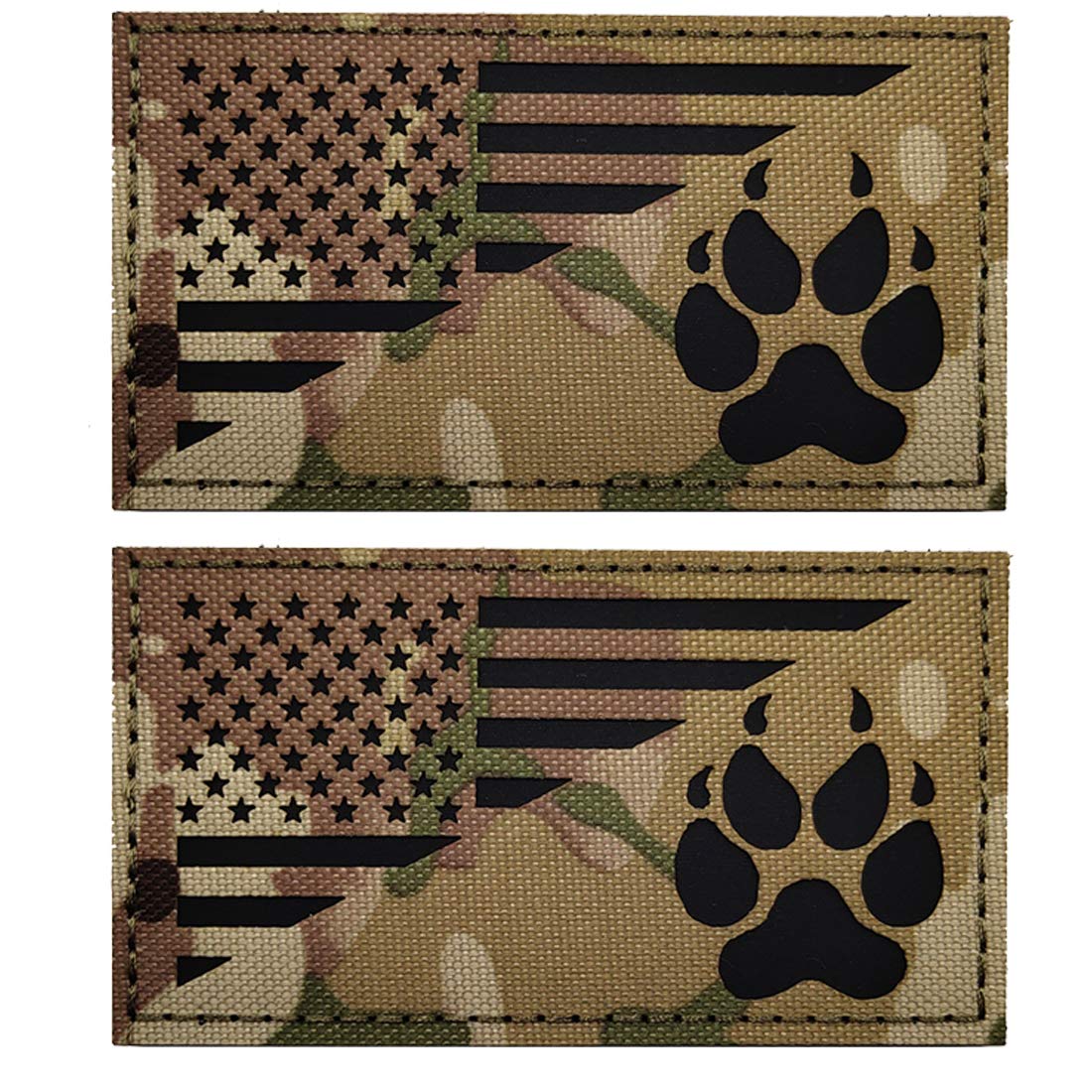 Reflective K9 Dog Handler Patches, K-9 USA Flag Tactical Military Appliques with Hook and Loop Fastener Backing for Medium and Large Animal Vests Harnesses