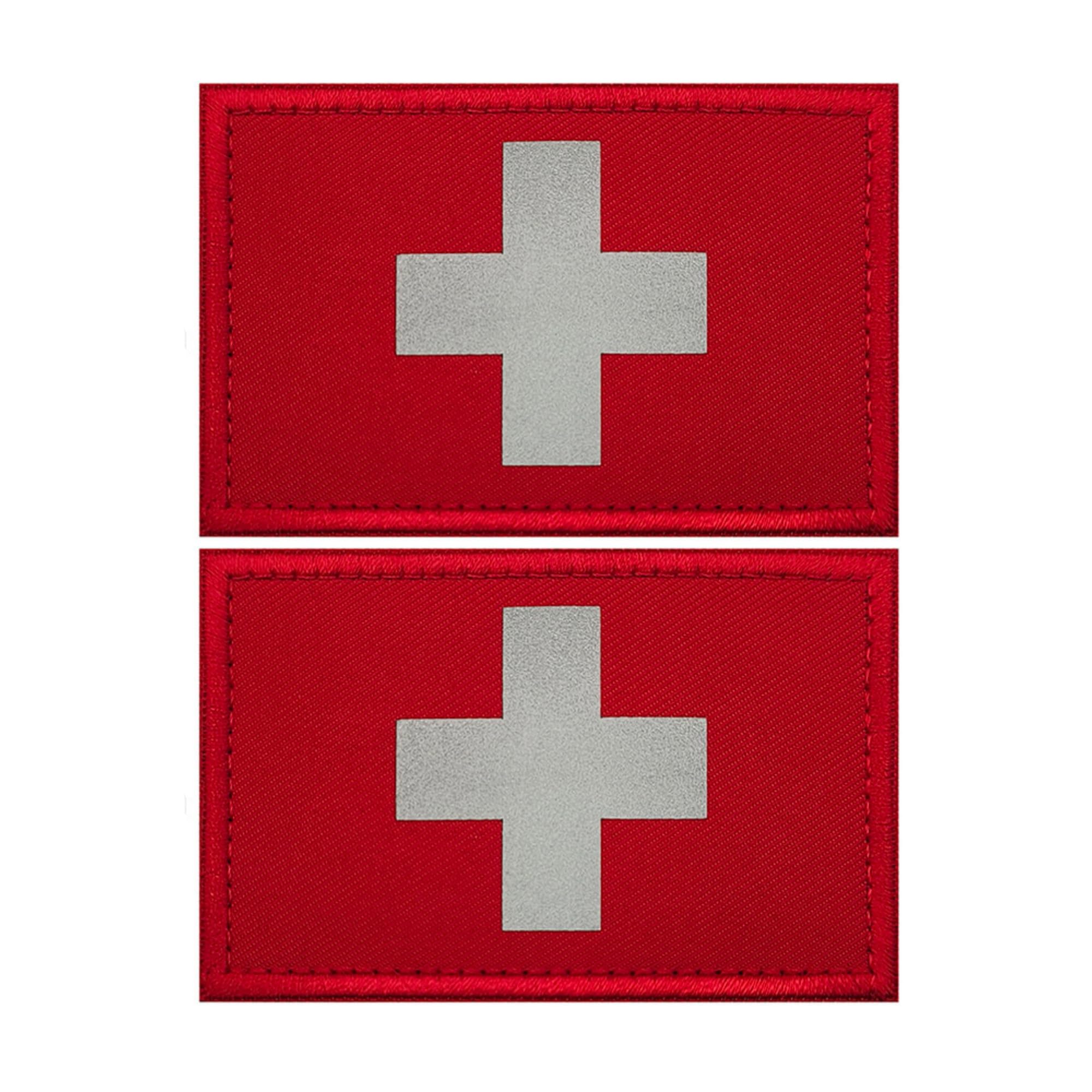 Reflective Medic Cross Patch with Hook and Loop, Reflec First Aid Emblem, IR Laser Engraving, 3.15 x 1.97 Inch, Multi-Color, 2 Pack