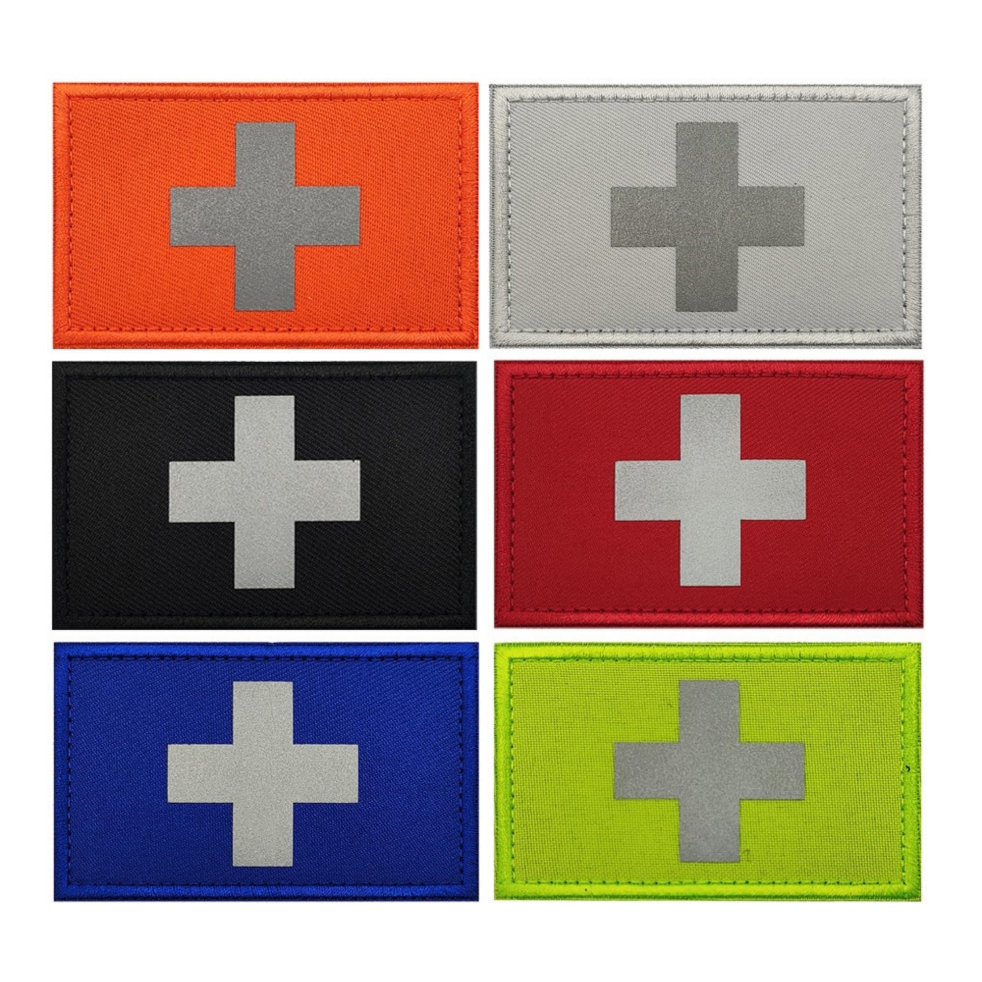 Reflective Medic Cross Patch with Hook and Loop, Reflec First Aid Emblem, IR Laser Engraving, 3.15 x 1.97 Inch, Multi-Color, 2 Pack - Image 5