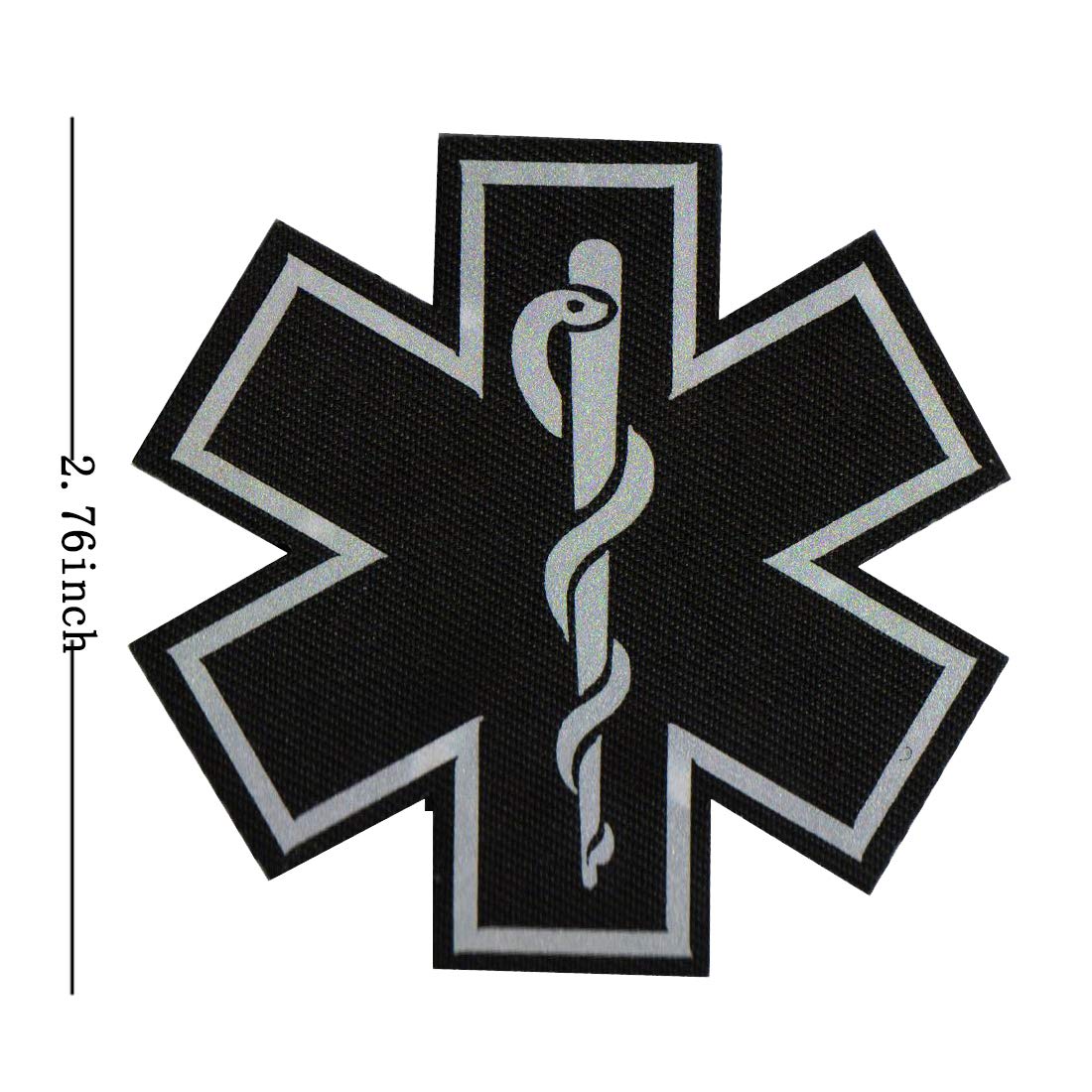 Reflective Medic Patches, EMT EMS Paramedic Medical Star of Life Embroidered Fabric Patches with Hook Loop Backing for Clothes 8 PCS - Image 3