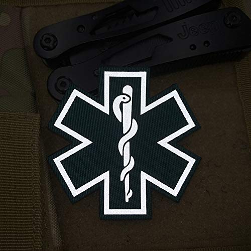 Reflective Medic Patches, EMT EMS Paramedic Medical Star of Life Embroidered Fabric Patches with Hook Loop Backing for Clothes 8 PCS - Image 4