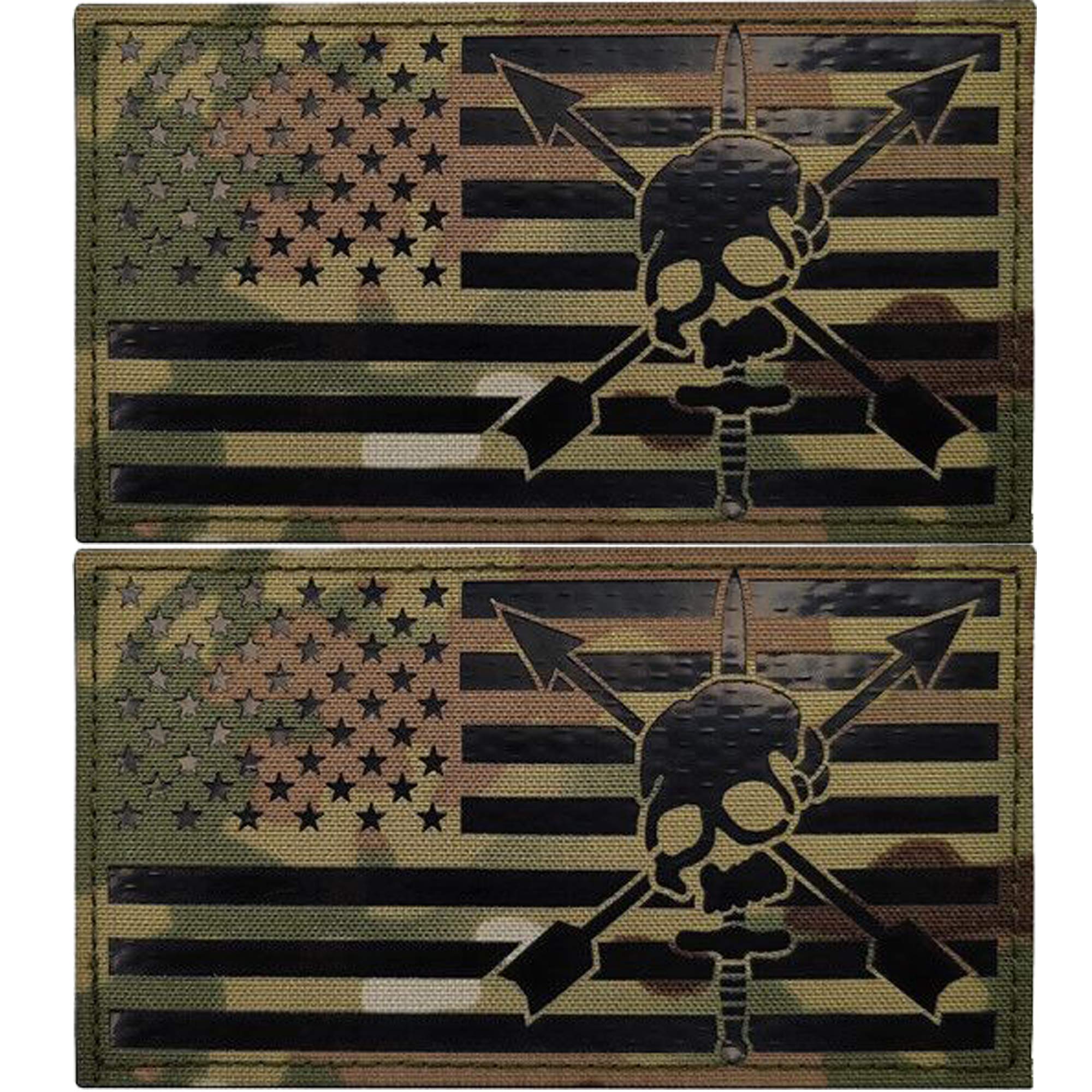 Reflective Pirate American USA US Flag Patches, Emblem Tactical Fastener Hook and Loop Backing Badges Decorative Appliques