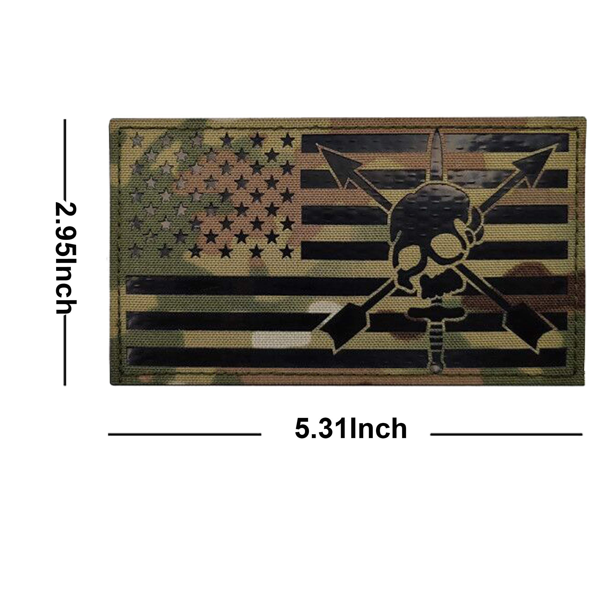 Reflective Pirate American USA US Flag Patches, Emblem Tactical Fastener Hook and Loop Backing Badges Decorative Appliques - Image 2