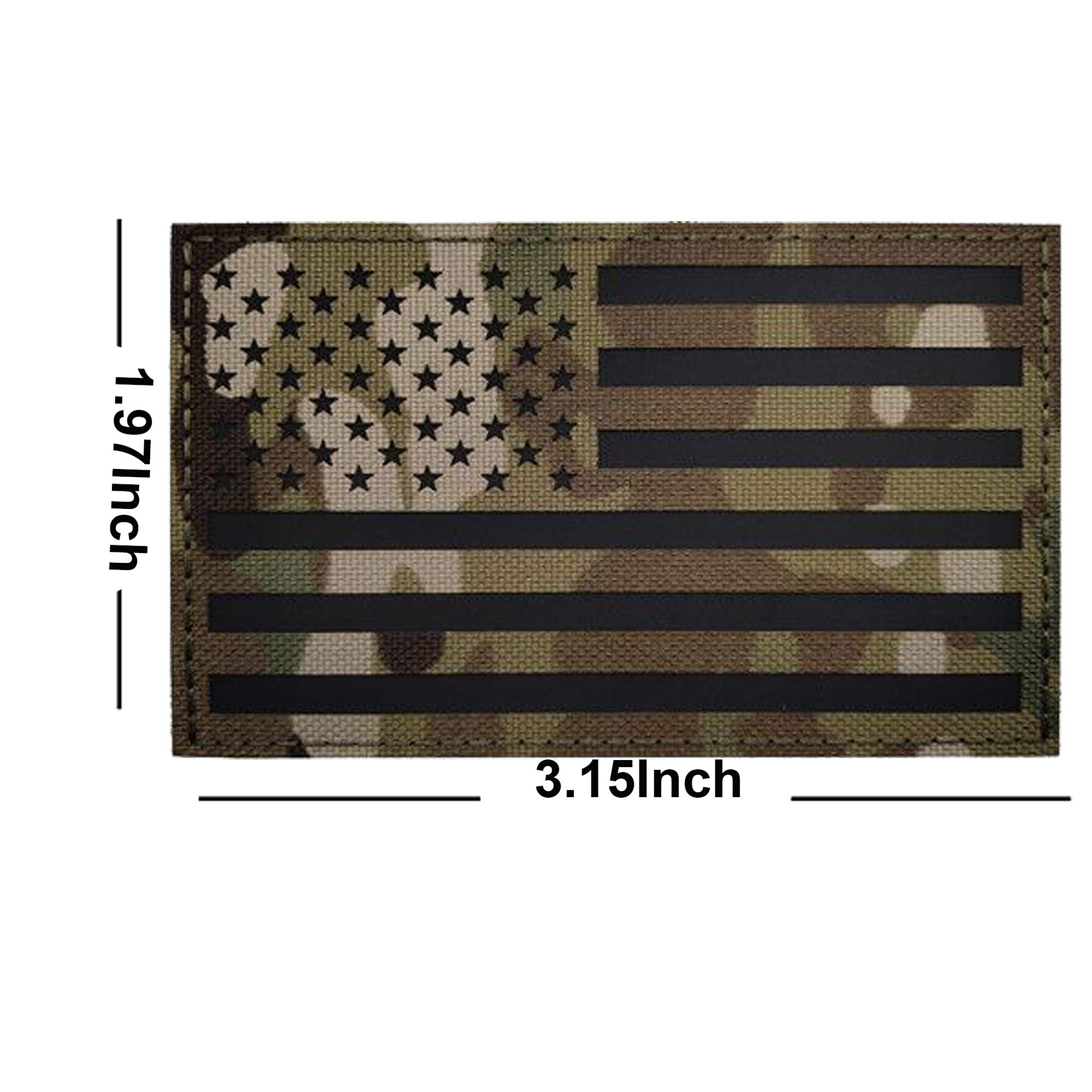Reflective Pirate American USA US Flag Patches, Emblem Tactical Fastener Hook and Loop Backing Badges Decorative Appliques - Image 3