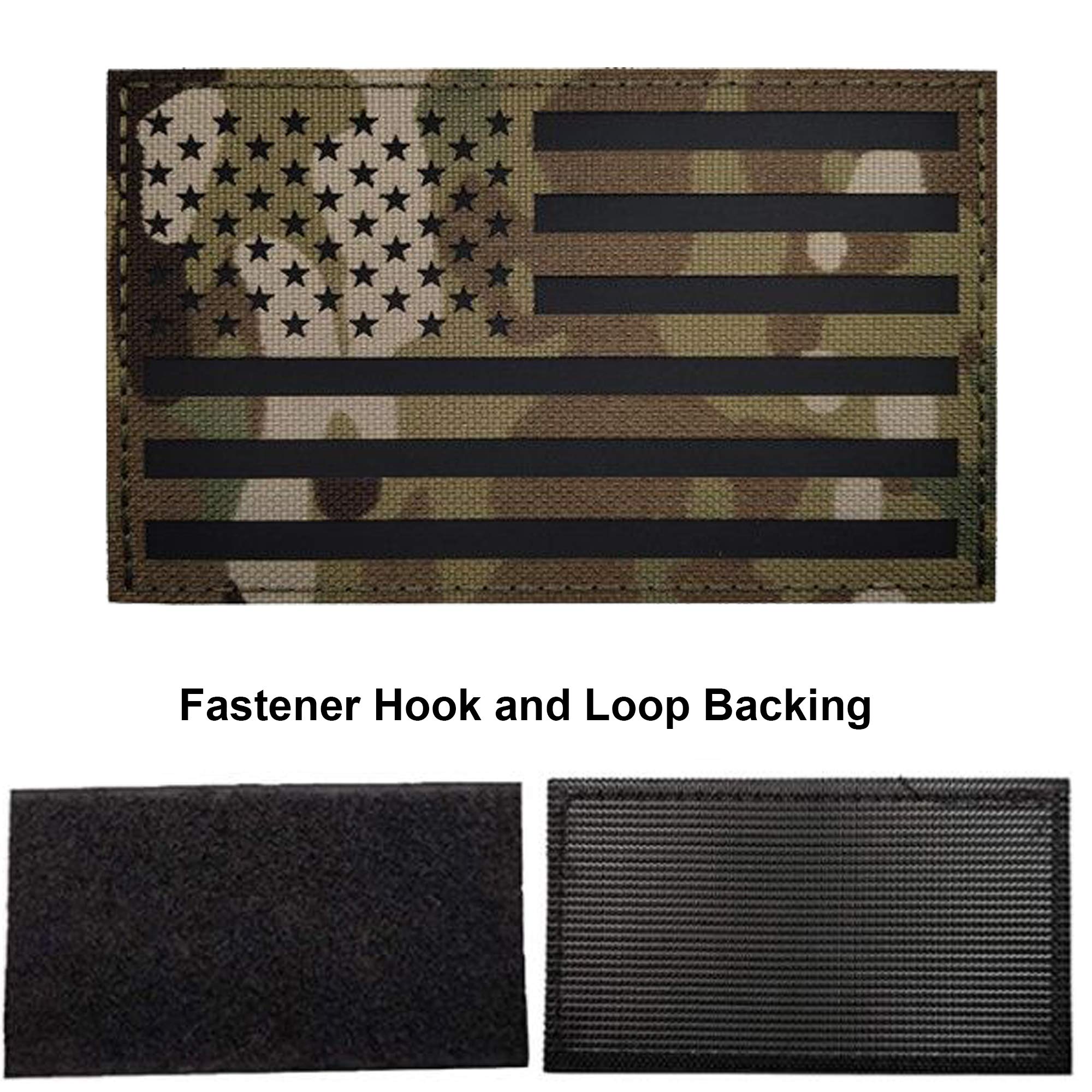 Reflective Pirate American USA US Flag Patches, Emblem Tactical Fastener Hook and Loop Backing Badges Decorative Appliques - Image 5