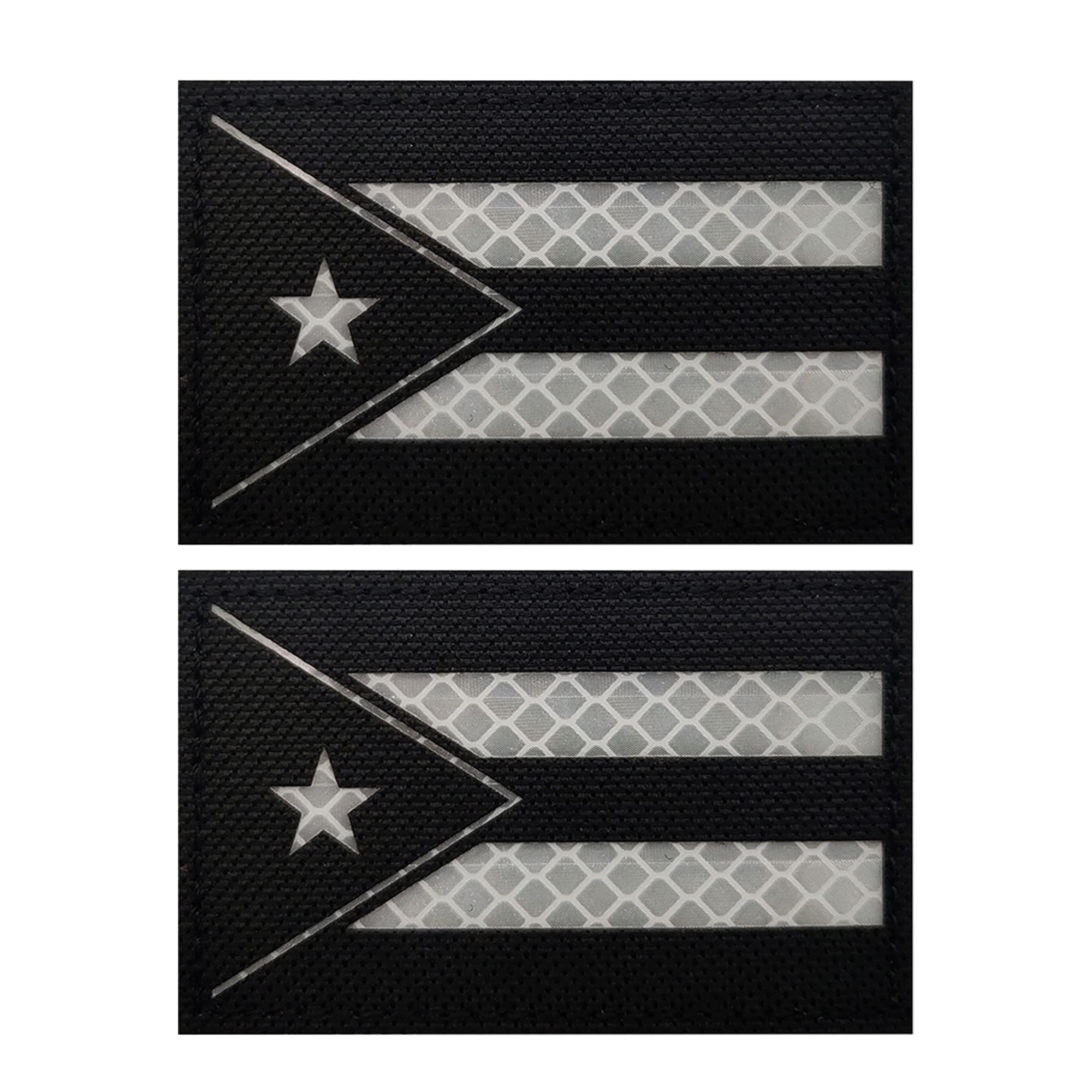 Reflective Puerto Rico Flag Applique Patches Puerto Rican Embroidered Appliqué Patches Sewing Fabric Funny Applique Patches Tactical Military Emblem Badges