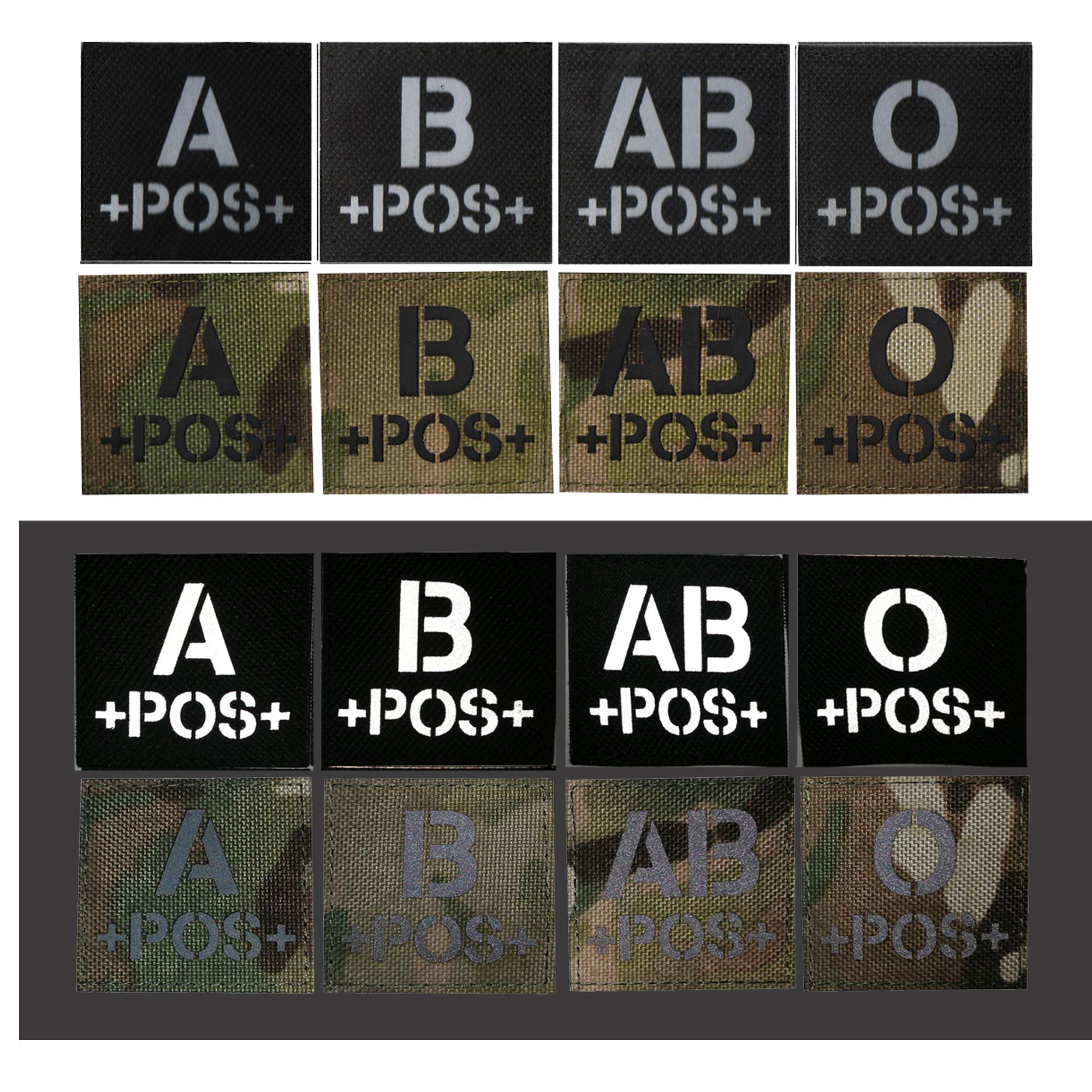 Reflective Tactical Blood Type B+ Positive POS Patch Embroidered Military Badge for Outdoors 1.97 x 1.97 inch Pack of 2 - Image 4