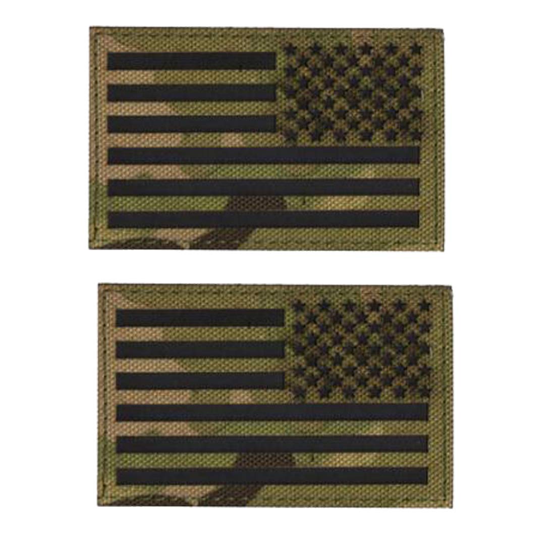 Reflective US USA American Flag Patch, Infrared Reflectivity Tactica Patches with Hook and Loop Fastener Backingm 3.15 x 1.97 inch, Bundle of 2 Pieces