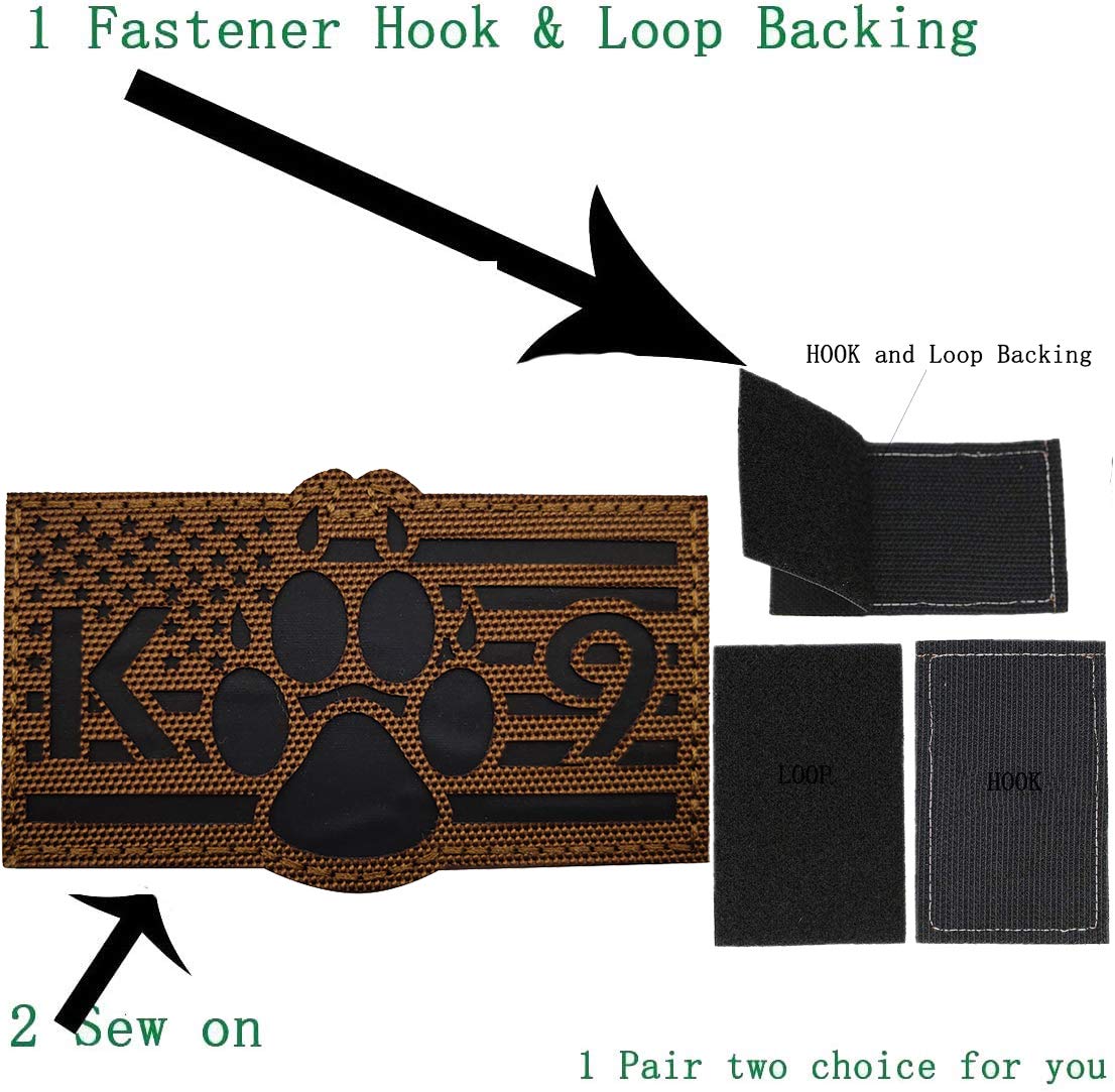 Reflective USA American Flag K-9 Dog Handler Tactical Military Patches for Police Sheepdog's Harness, Vest, Collar, Clothes - Fastener Hook and Loop Backing - 3.54 x 2.17Inch - Image 3
