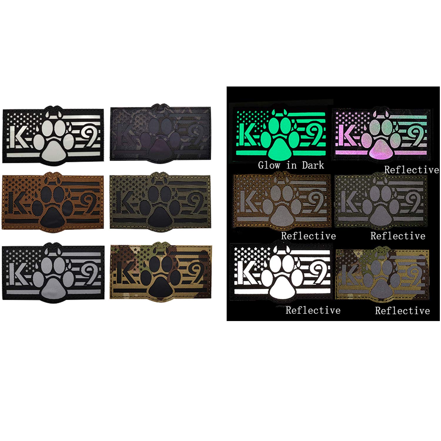 Reflective USA American Flag K-9 Dog Handler Tactical Military Patches for Police Sheepdog's Harness, Vest, Collar, Clothes - Fastener Hook and Loop Backing - 3.54 x 2.17Inch - Image 4