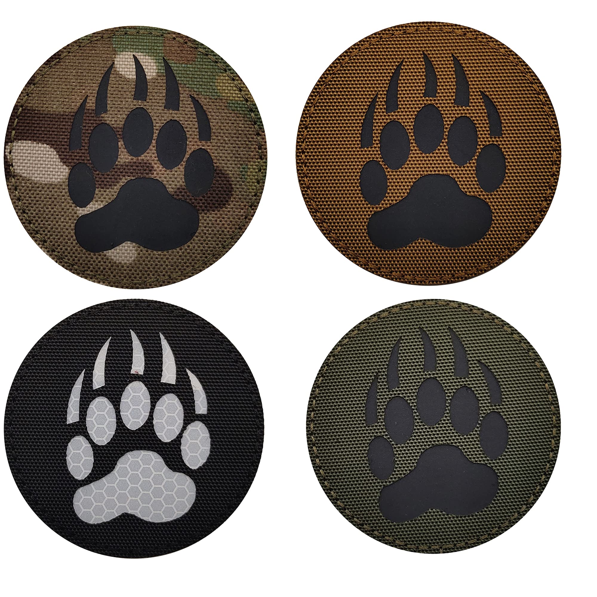 Round Bear Infrared Reflective Patches Sew on Appliques Decorate Badges Fastener Hook and Loop Backing Tactical Rocker Rider Motorcycle Biker Patch 3.15Inch Diameter