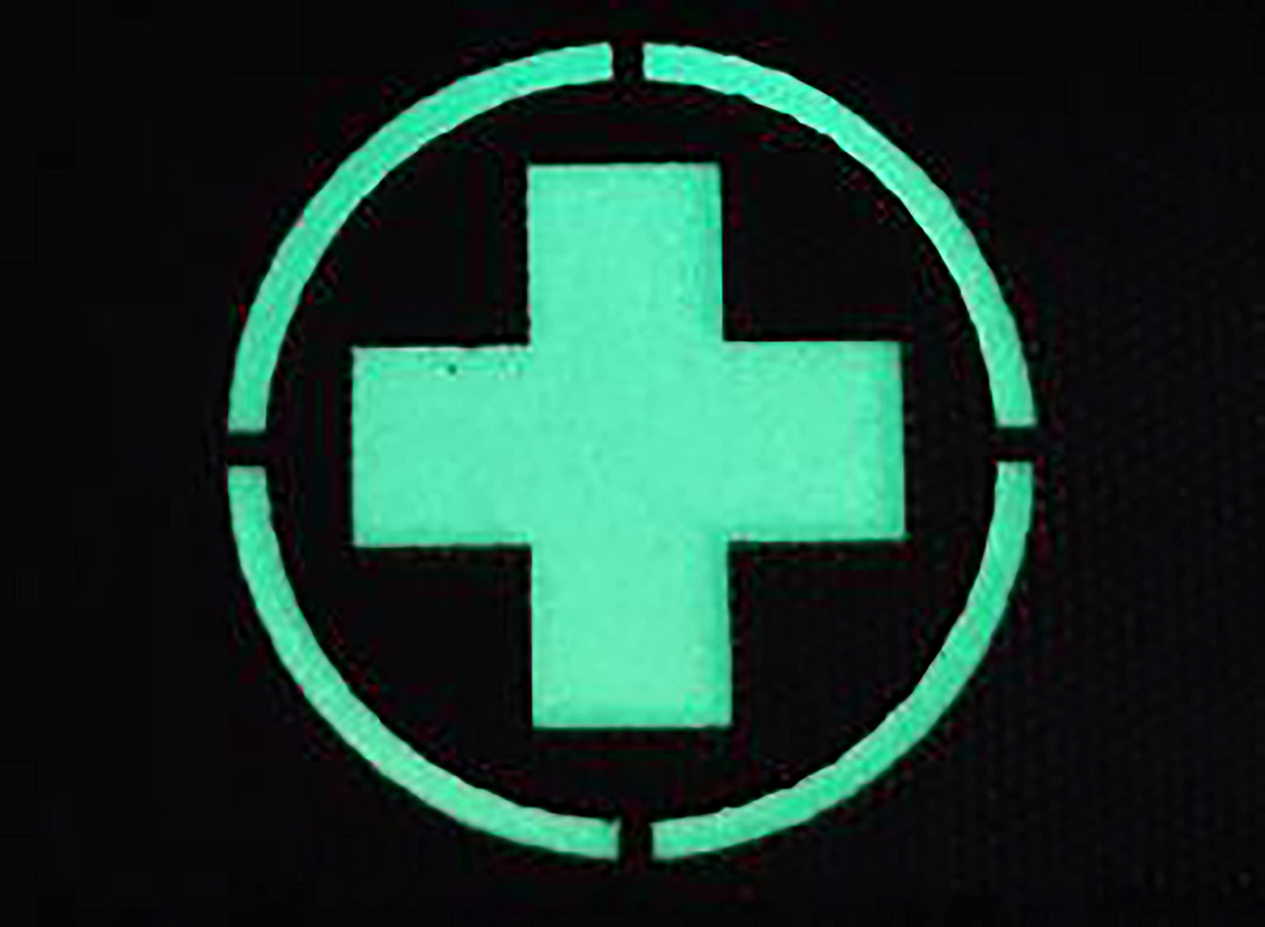 Round Medic Cross First Aid Glow in Dark Patches, Tactica Military Morale Combat Armband Badges with Hook and Loop Fastener Backing, 2.95 Inch, Bundle of 2 Pieces - Image 2