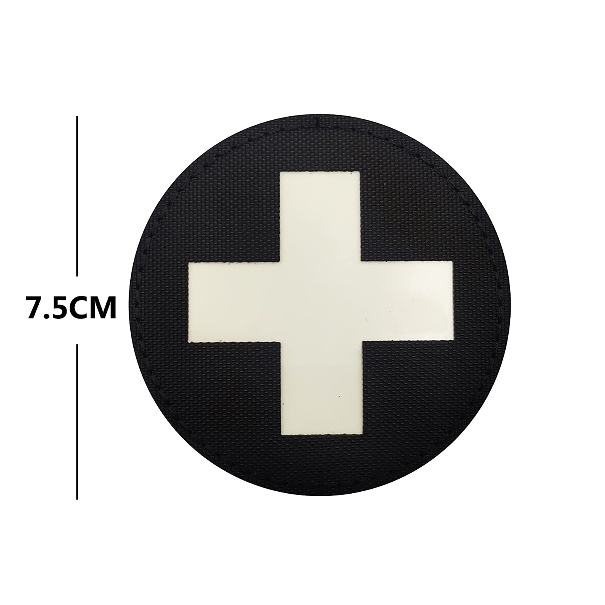 Round Medic Cross First Aid Glow in Dark Patches, Tactica Military Morale Combat Armband Badges with Hook and Loop Fastener Backing, 2.95 Inch, Bundle of 2 Pieces - Image 7