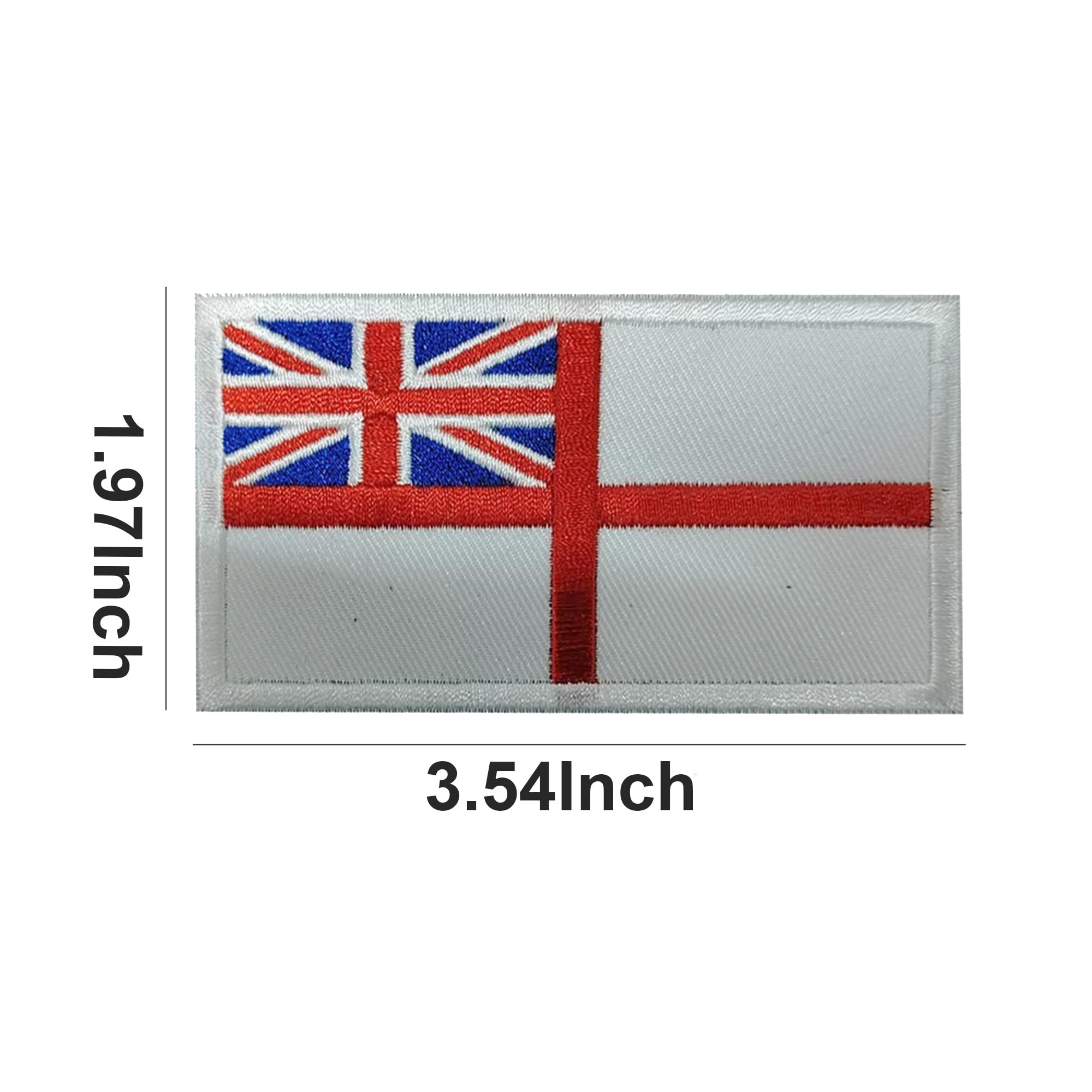 Royal Navy White Ensign Flag Embroidered Patches Appliques, 3.54 x 1.97 Inch, Hook and Loop Backing, 2-Pack - Image 3