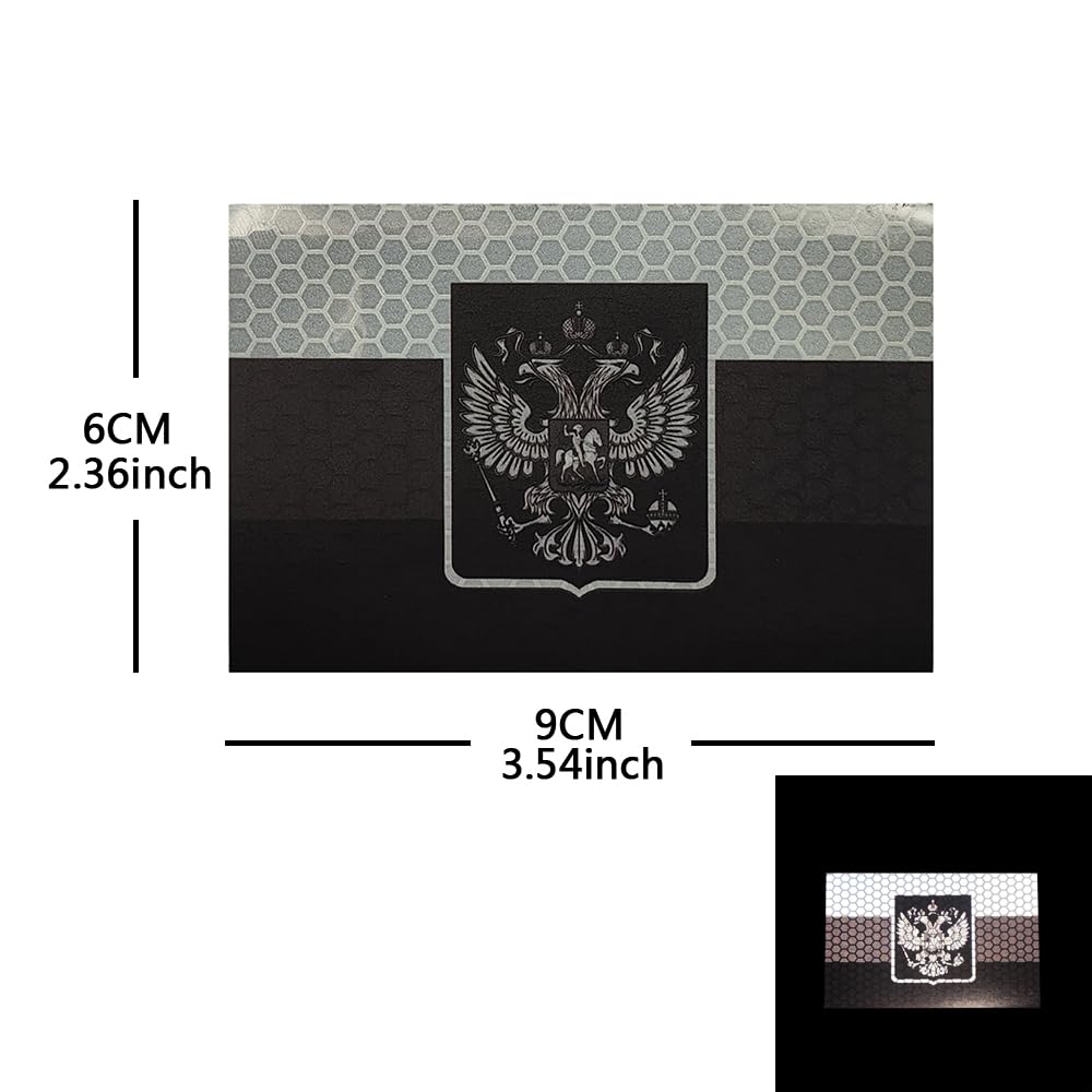 Russian Flag Reflective Patches Appliques, Tactical Morale Military Armband Badges, Hook and Loop Backing, 3.54 x 2.36 Inch, 2-Pack - Image 4