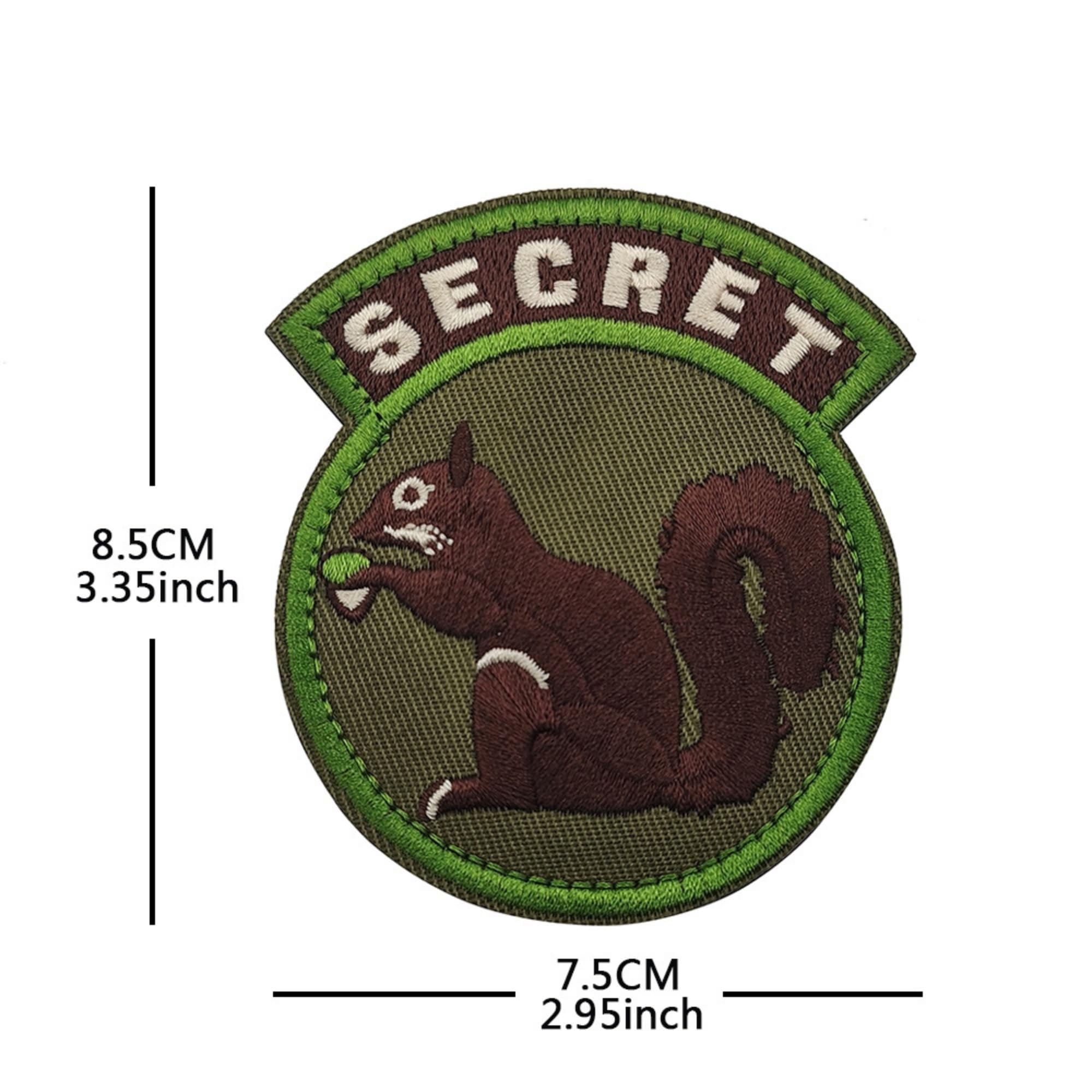 Secret Squirrel Military Morale Patch, Embroidered Tactical Design with Green Border, Brown Squirrel on Olive Background, 3.35 x 2.95 Inches, 2 Pack - Image 2
