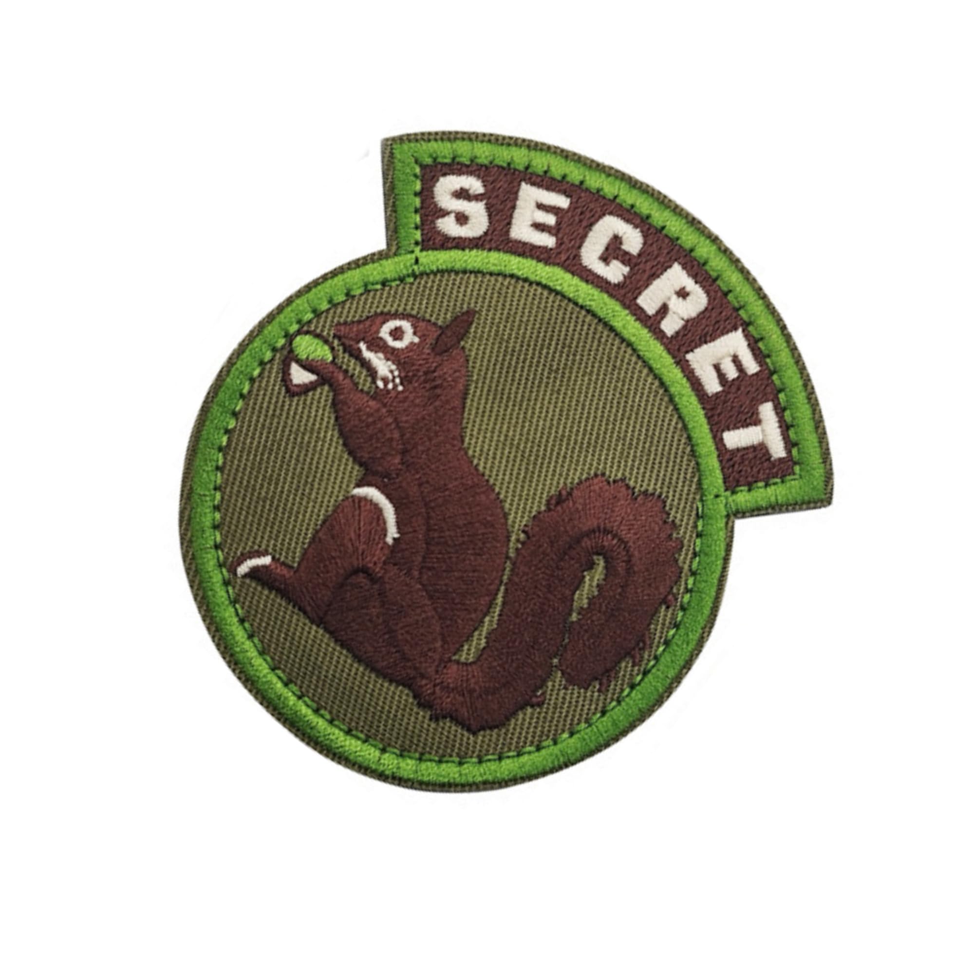 Secret Squirrel Military Morale Patch, Embroidered Tactical Design with Green Border, Brown Squirrel on Olive Background, 3.35 x 2.95 Inches, 2 Pack - Image 4