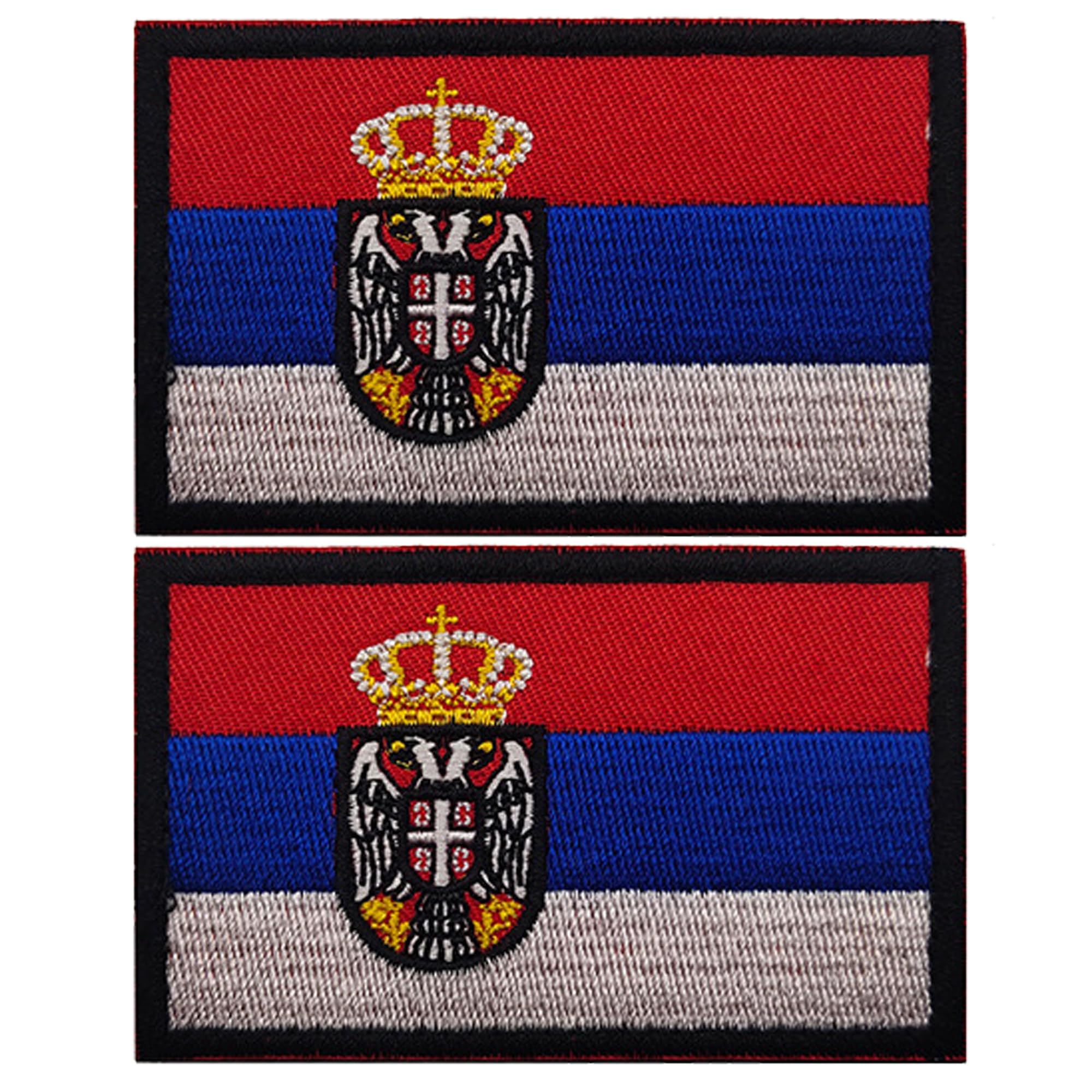 Serbia Flag Embroidered Appliques Patches, Serbian Flags Embroidery Patch Appliues,Tactical Morale Military Emblem Badges with Hook and Loop Backing for Backpacks, Clothes, 3.15 x 1.97 Inch, 2 Pack