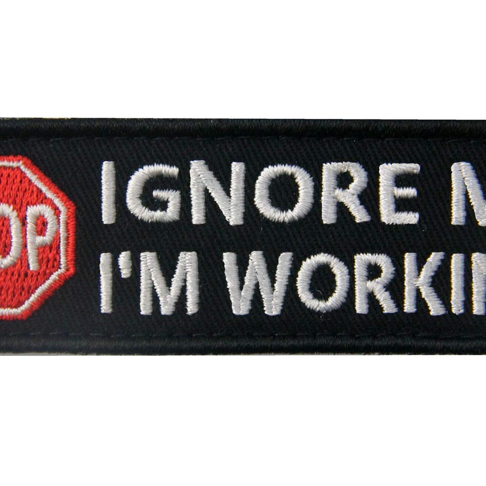 Service Dog Ignore Me I'm Working Warning Vests/Harnesses Tactical Military Morale Badge Emblem Embroidered Fastener Hook and Loop Patches Appliques 3.93 x 1.18 Inch Bubble of 2PCS - Image 4