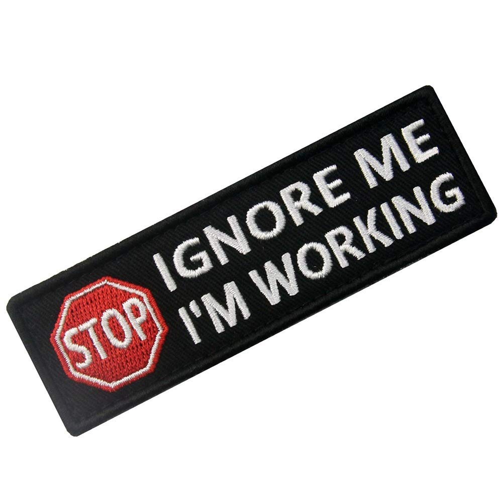 Service Dog Ignore Me I'm Working Warning Vests/Harnesses Tactical Military Morale Badge Emblem Embroidered Fastener Hook and Loop Patches Appliques 3.93 x 1.18 Inch Bubble of 2PCS - Image 5