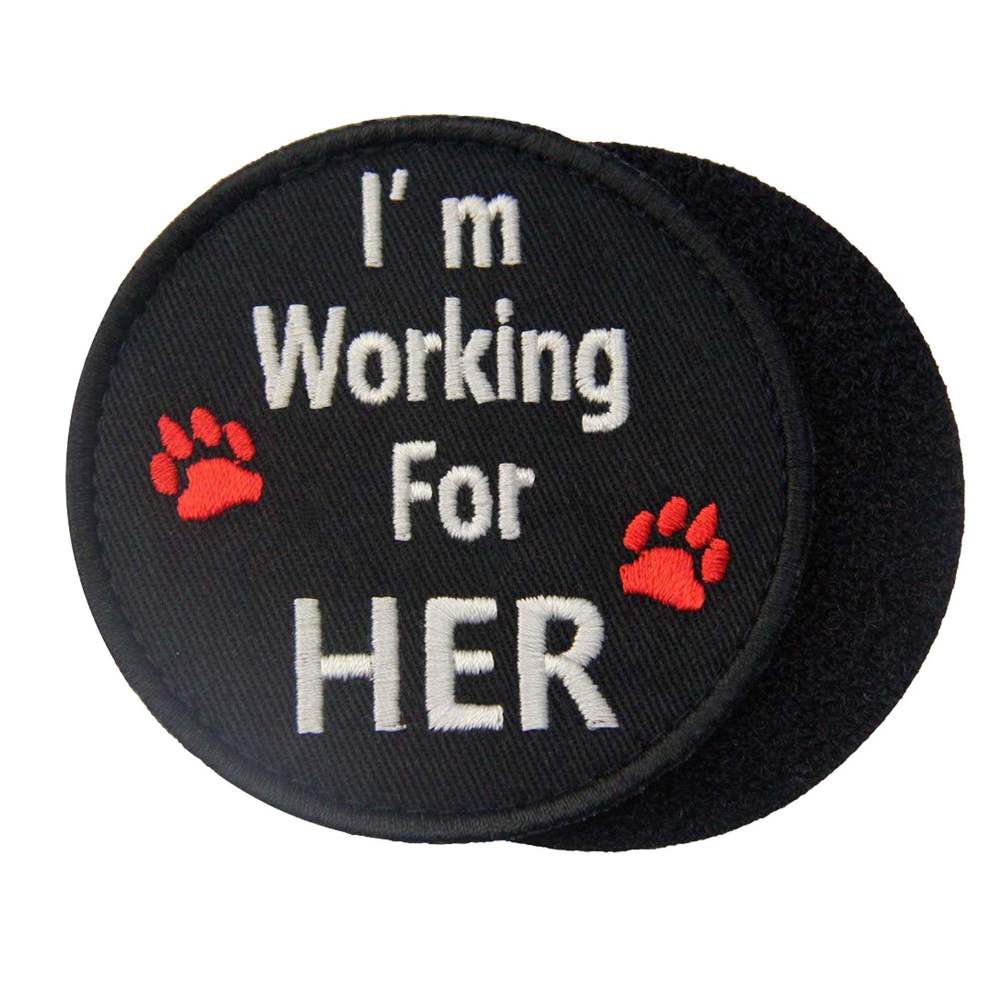Service Dog Patch If Handler is Down, I'm Working for Her, Ignore Me I'm Working Warning Emblem Embroidered Fastener Hook and Loop Patch for Vests/Harnesses - Image 5