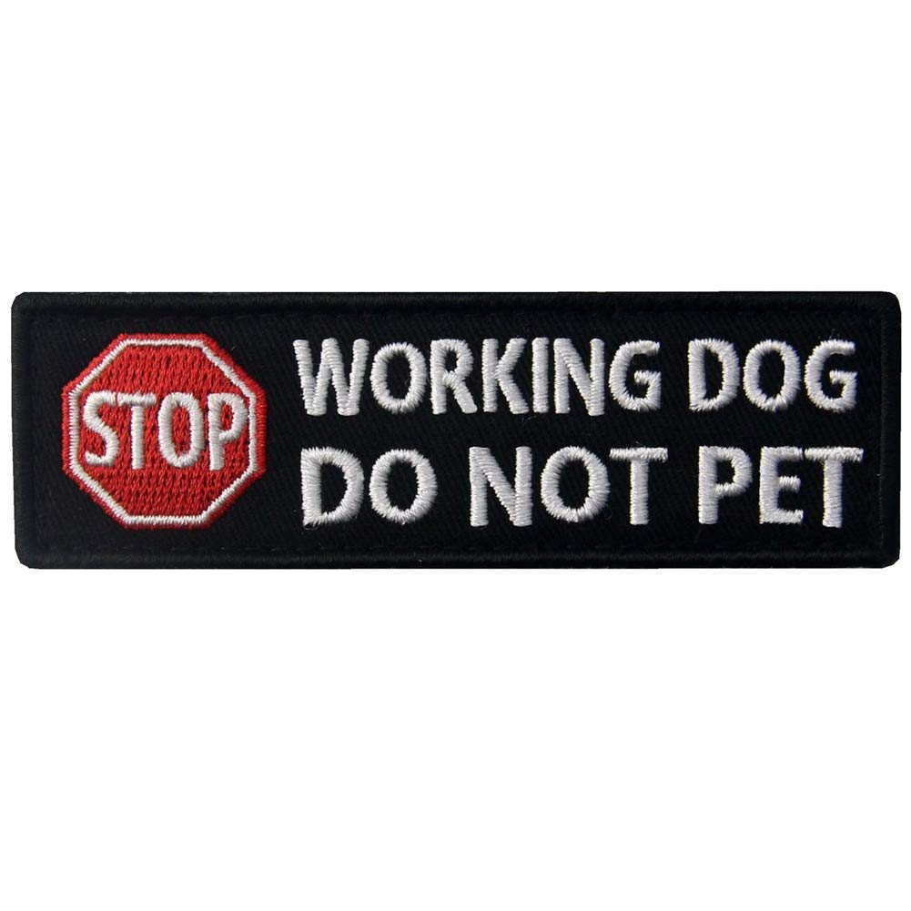 Service Dog Working Do Not Pet Tactical Military Badge Emblem Embroidered Patches Appliques with Fastener Hook and Loop Backing for Vests/Harnesses 3.93 x 1.18 Inch Bubble of 2PCS - Image 5
