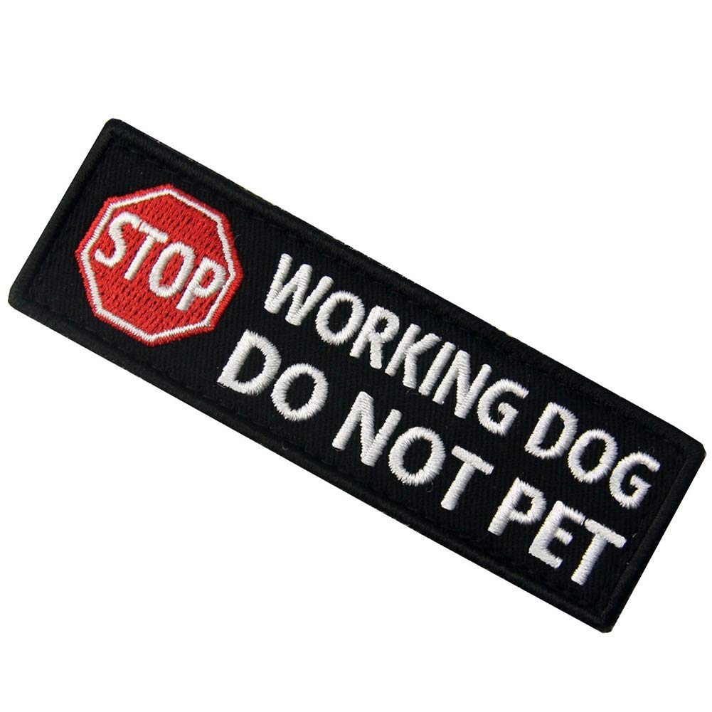 Service Dog Working Do Not Pet Tactical Military Badge Emblem Embroidered Patches Appliques with Fastener Hook and Loop Backing for Vests/Harnesses 3.93 x 1.18 Inch Bubble of 2PCS - Image 6
