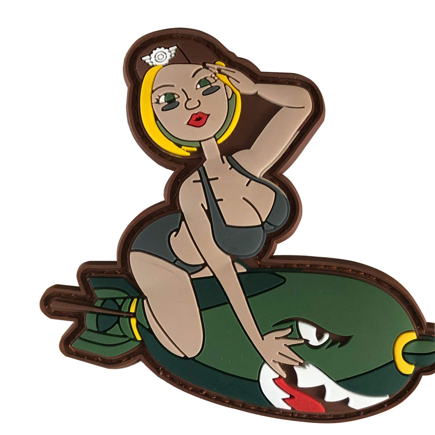Sexy Bikini Woman on F-Bomb PVC Tactical Morale Patch 3.54 x 3.74 inches - Hook Backed - Image 2