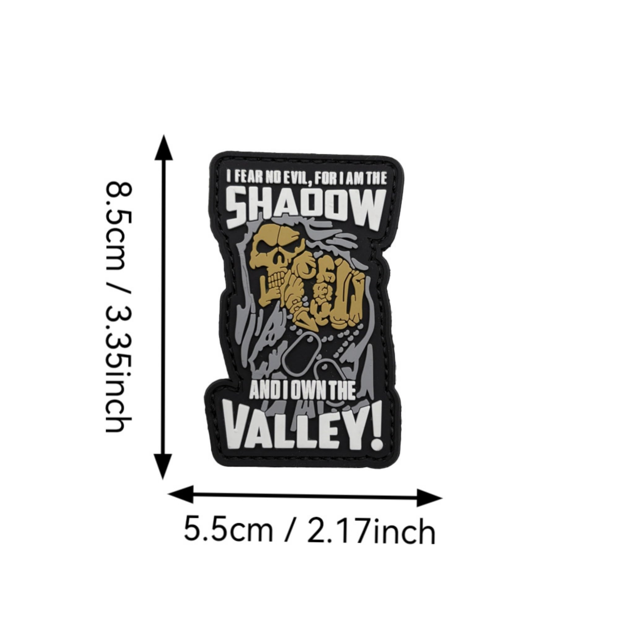 Shadow Valley Tactical Morale Patch, PVC Skull Design with Hook Fastener, Black and Gold, 3.35 x 2.17 Inch, Glow-in-The-Dark - Image 2