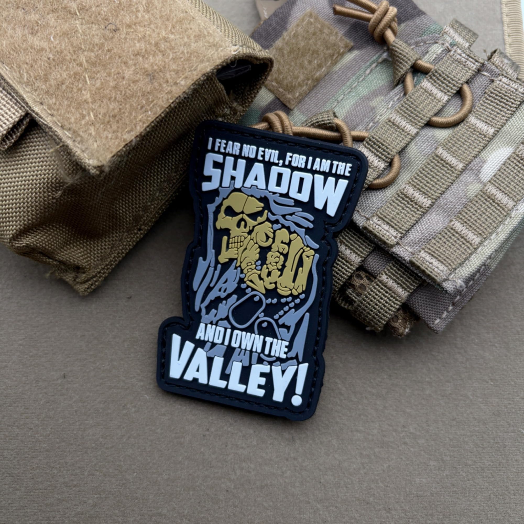 Shadow Valley Tactical Morale Patch, PVC Skull Design with Hook Fastener, Black and Gold, 3.35 x 2.17 Inch, Glow-in-The-Dark - Image 6