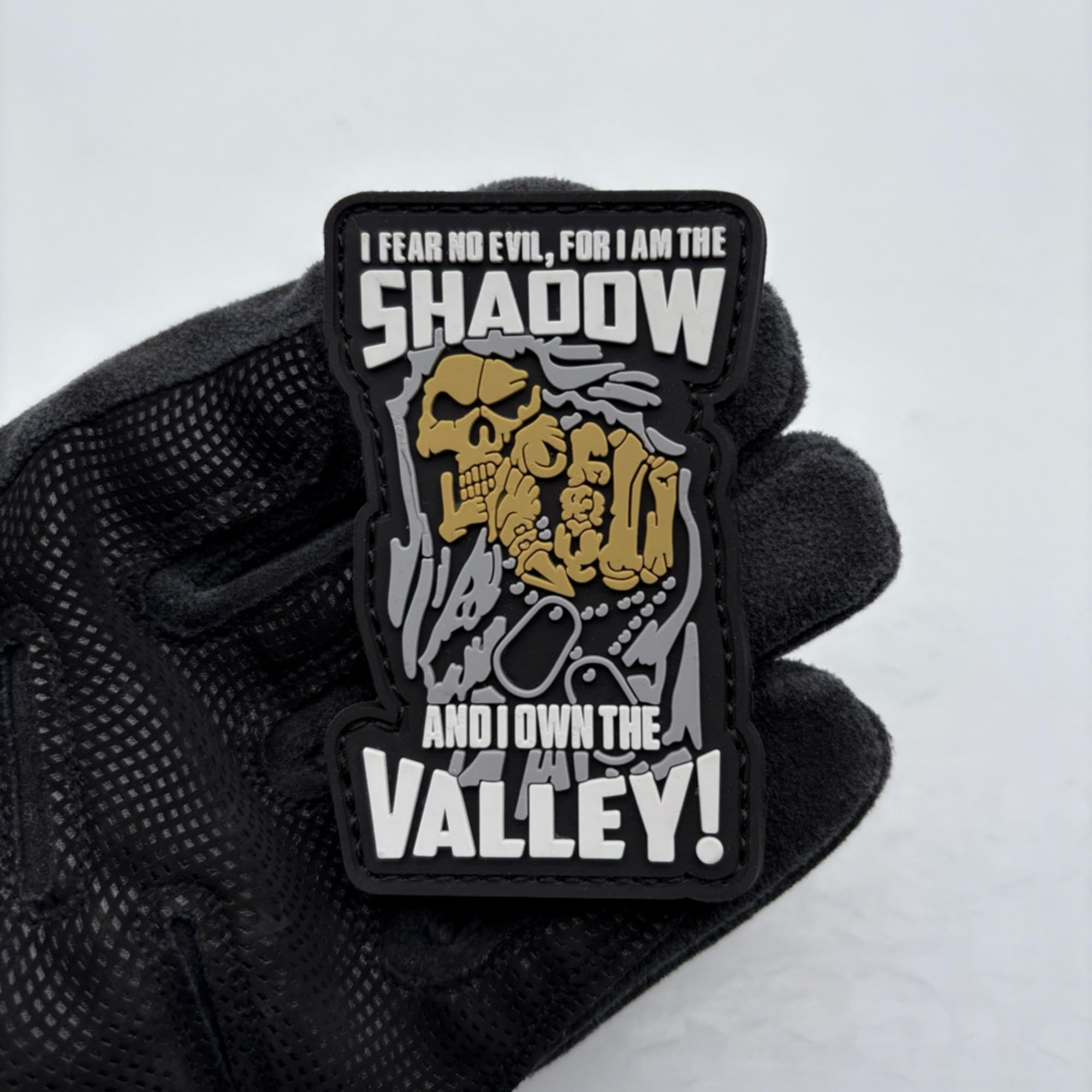 Shadow Valley Tactical Morale Patch, PVC Skull Design with Hook Fastener, Black and Gold, 3.35 x 2.17 Inch, Glow-in-The-Dark - Image 8