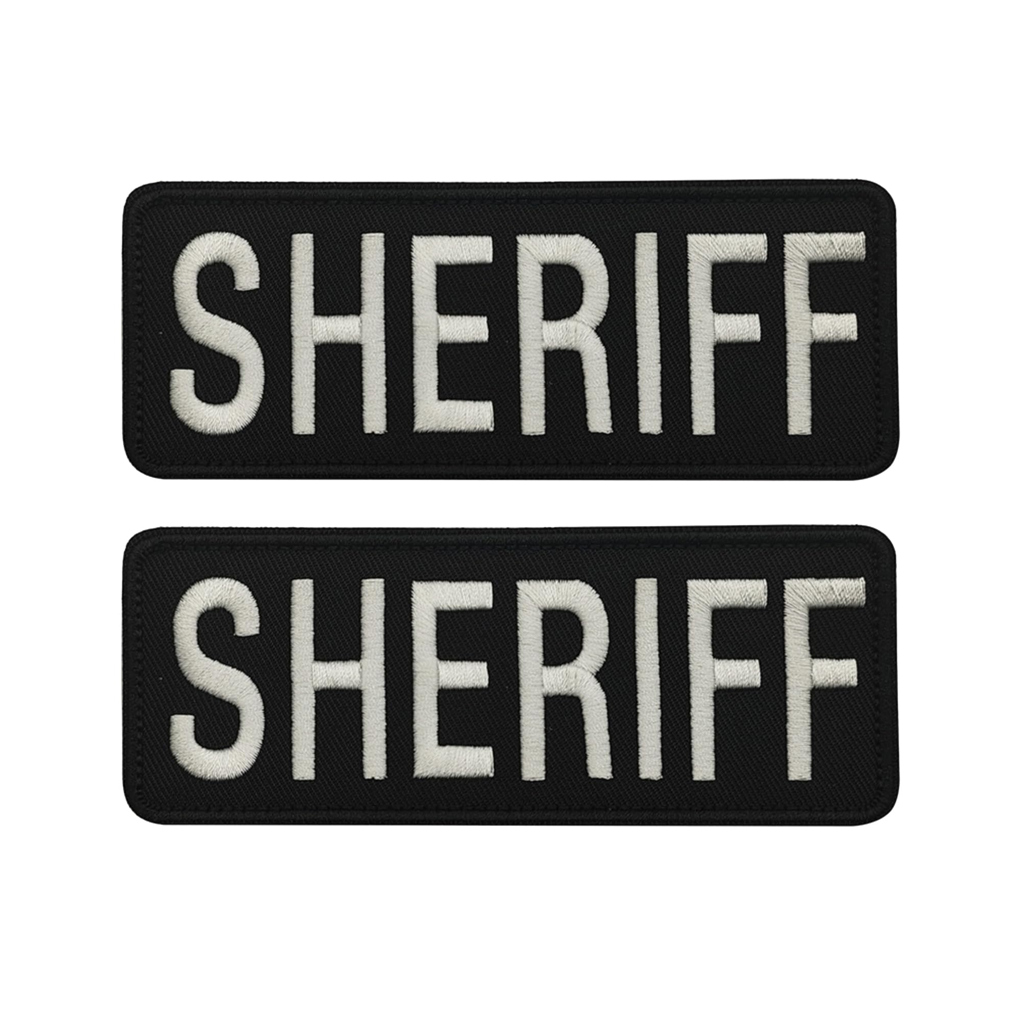 Sheriff Embroidered Appliques Patches, Fabric Embroidery Patch Sewing Applique Tactical Morale Military Emblem Badges with Fastener Hook and Loop Backing for Clothes, Backpacks, Vests, 4.92 x 1.97Inch