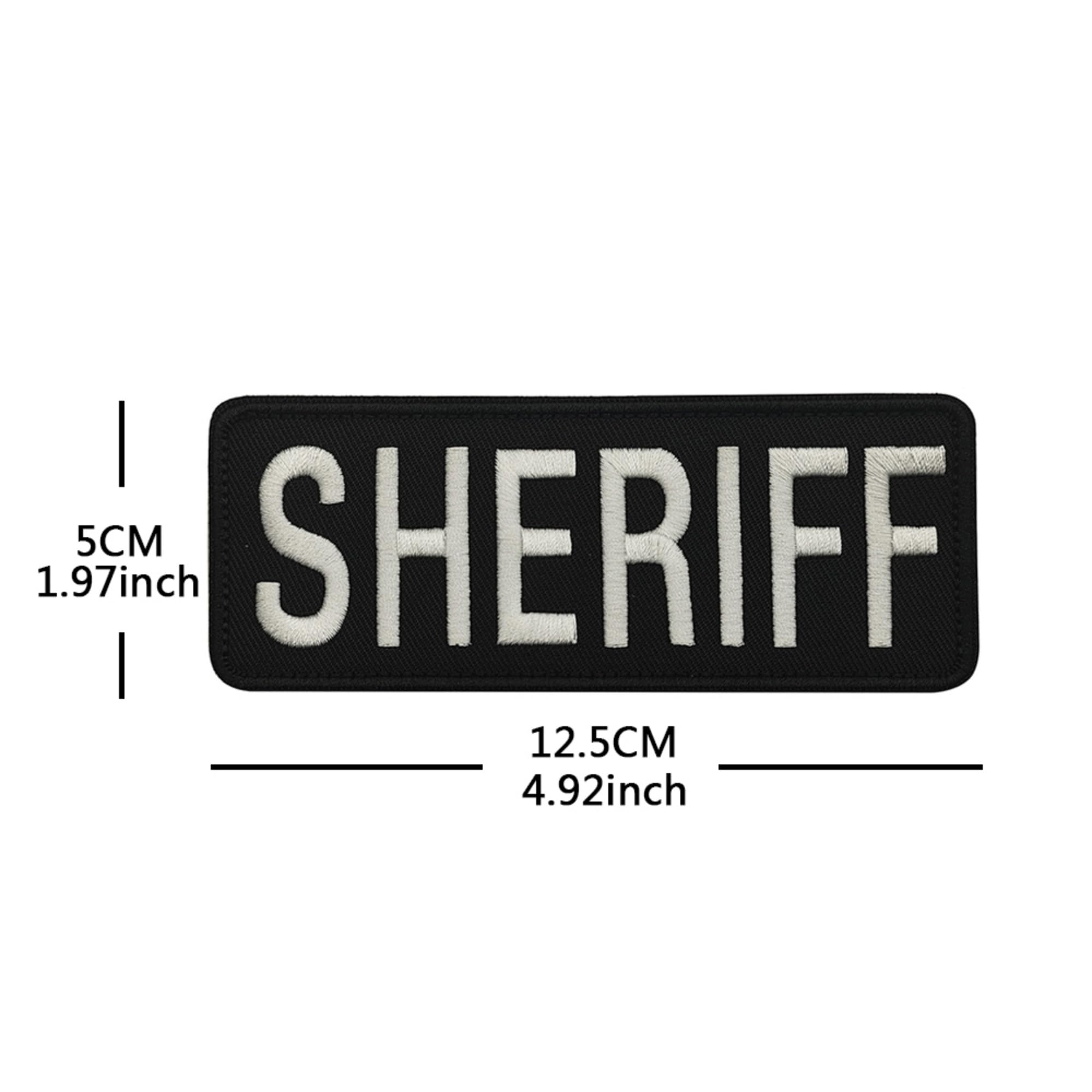 Sheriff Embroidered Appliques Patches, Fabric Embroidery Patch Sewing Applique Tactical Morale Military Emblem Badges with Fastener Hook and Loop Backing for Clothes, Backpacks, Vests, 4.92 x 1.97Inch - Image 3