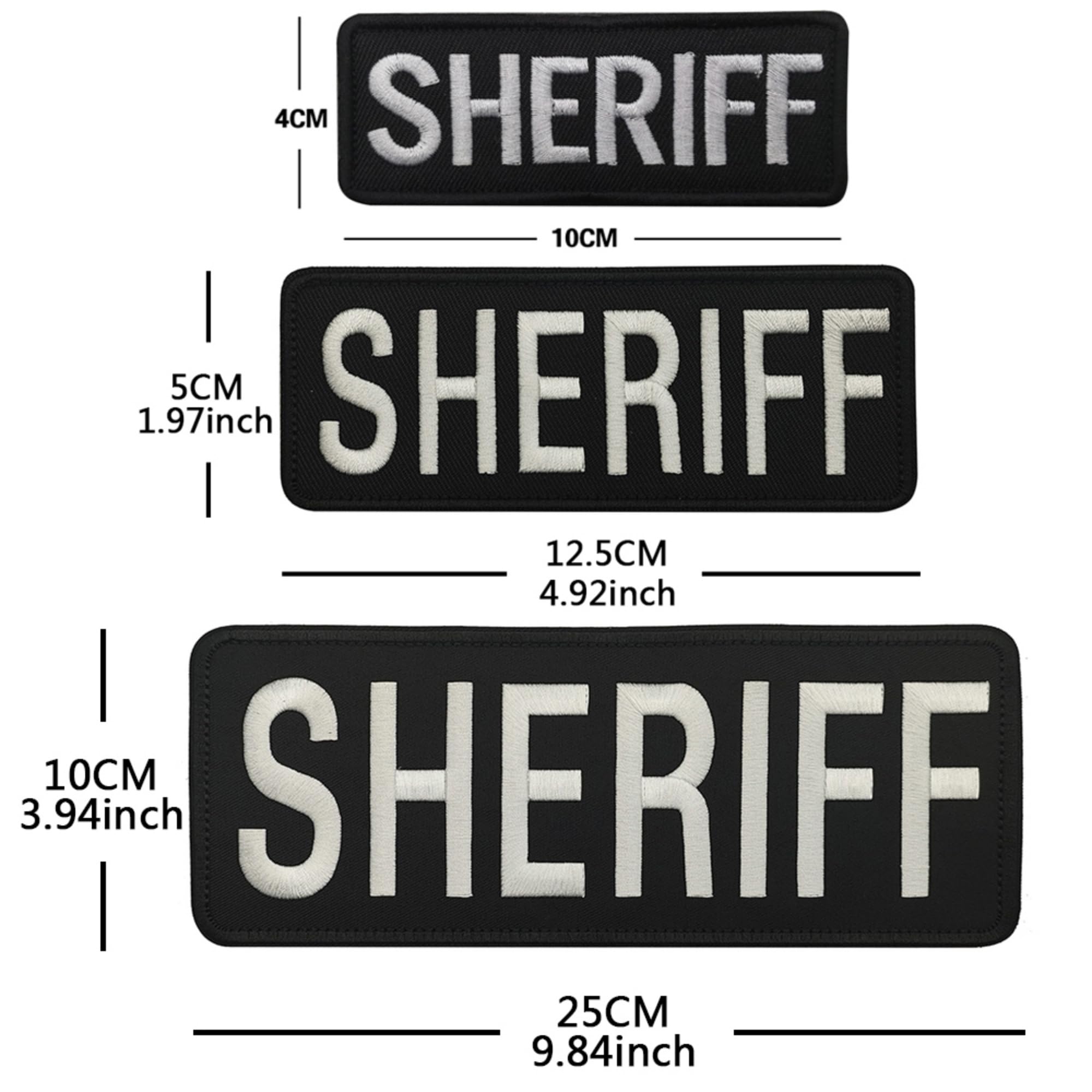 Sheriff Embroidered Appliques Patches, Fabric Embroidery Patch Sewing Applique Tactical Morale Military Emblem Badges with Fastener Hook and Loop Backing for Clothes, Backpacks, Vests, 4.92 x 1.97Inch - Image 4