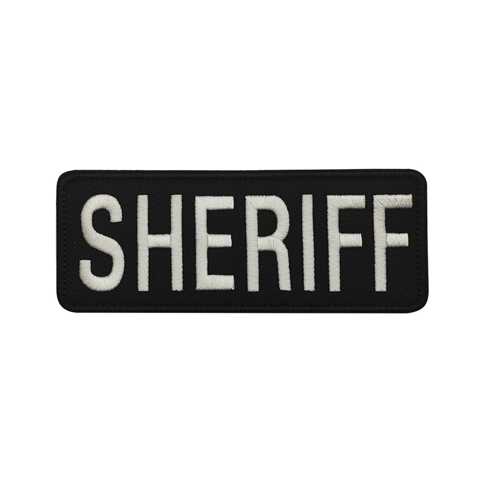 Sheriff Embroidered Appliques Patches, Fabric Embroidery Patch Sewing Applique Tactical Morale Military Emblem Badges with Fastener Hook and Loop Backing for Clothes, Backpacks, Vests, 4.92 x 1.97Inch - Image 9