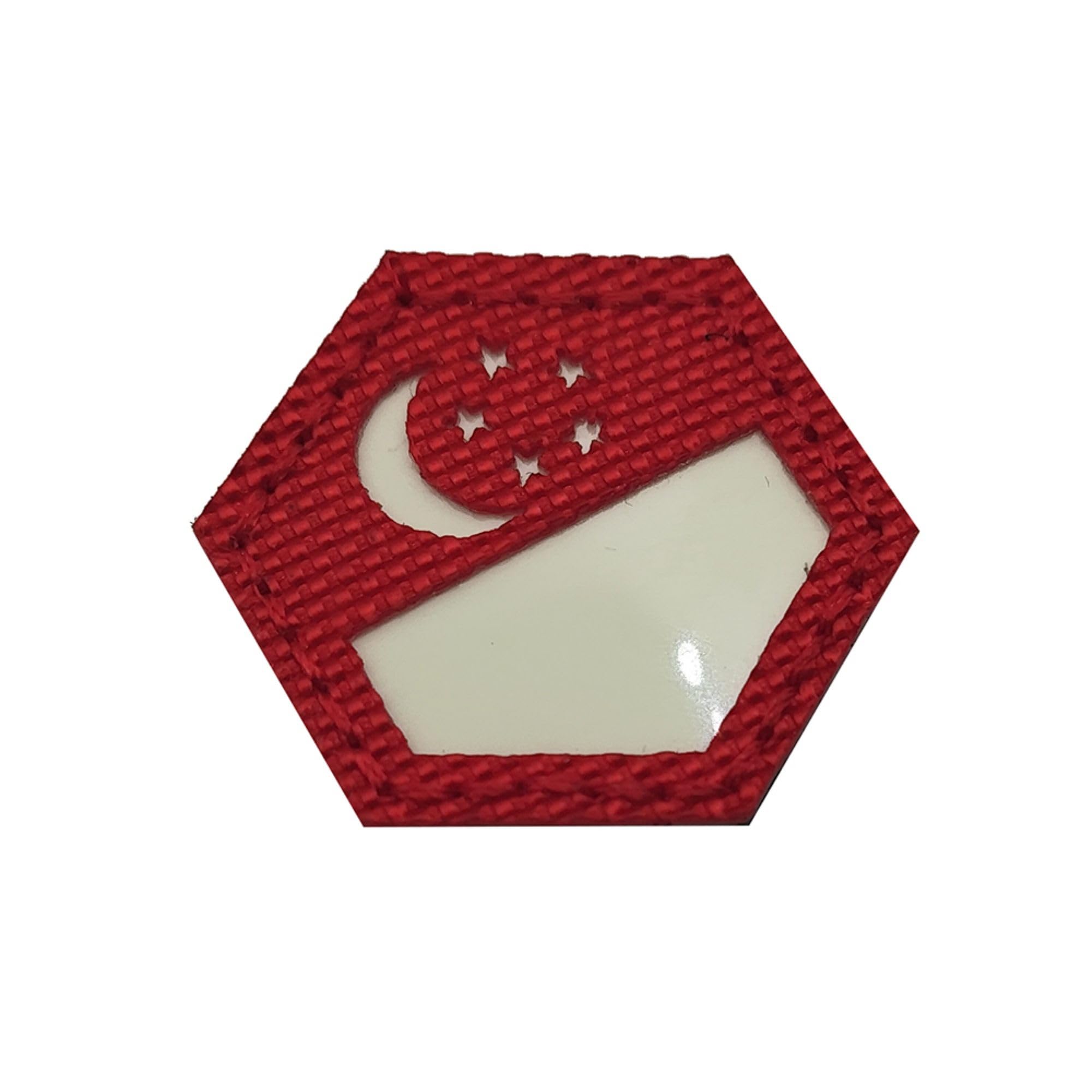 Singapore Flag Hexagon Patches, Glow in Dark, Hook and Loop Backing, 0.98 x 0.87 Inch, 2-Pack, Red - Image 8