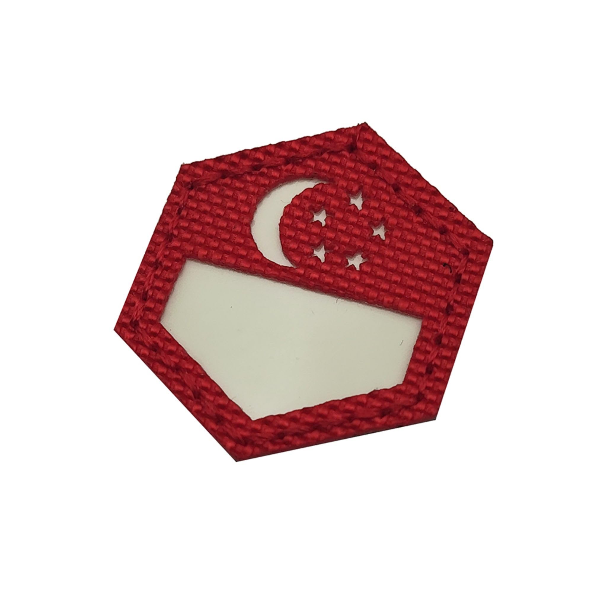 Singapore Flag Hexagon Patches, Glow in Dark, Hook and Loop Backing, 0.98 x 0.87 Inch, 2-Pack, Red - Image 9