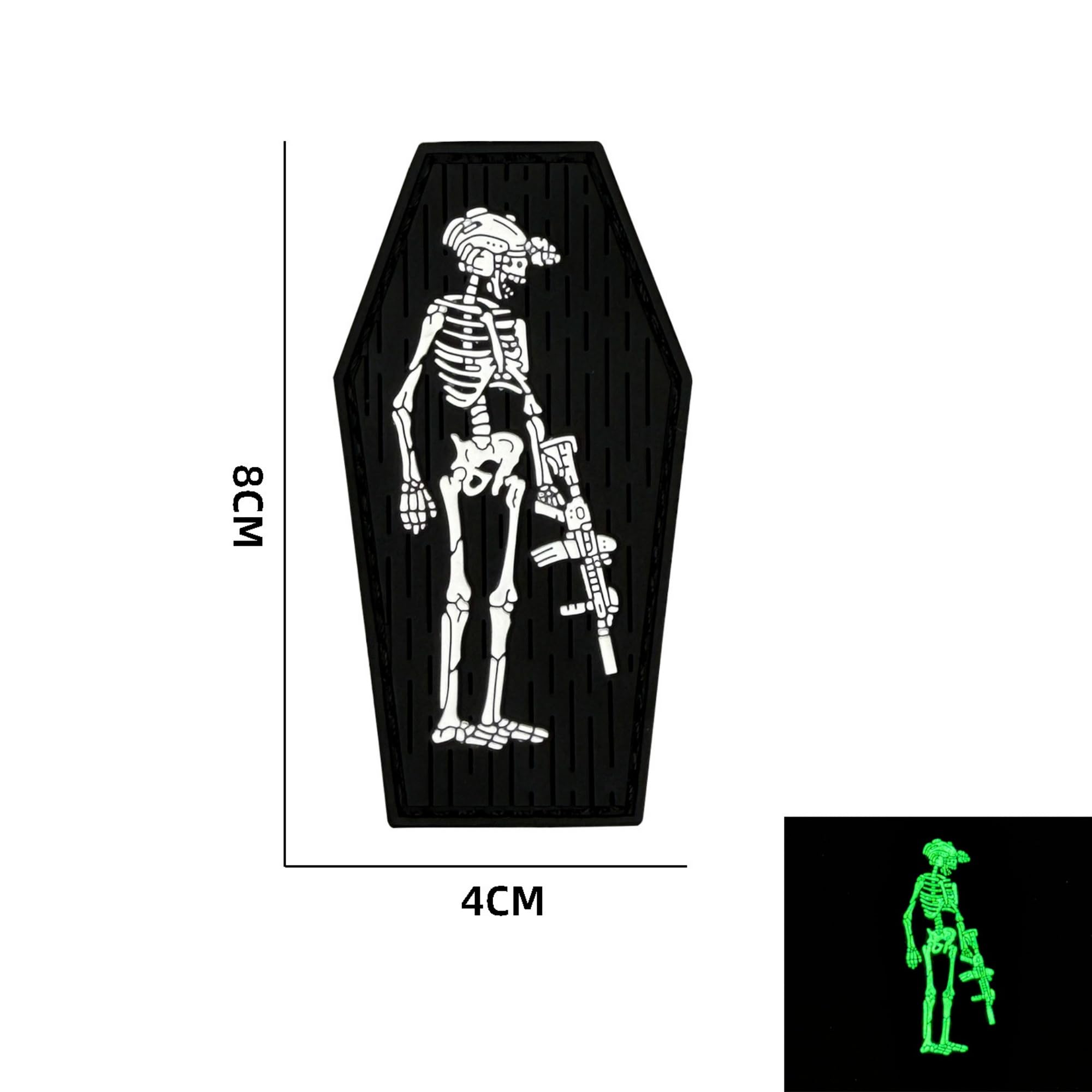 Skeleton Soldier PVC Rubber Tactical Morale Patches, 3.15 x 1.57 Inch, Glow in Dark, Hook and Loop Backing - Image 2