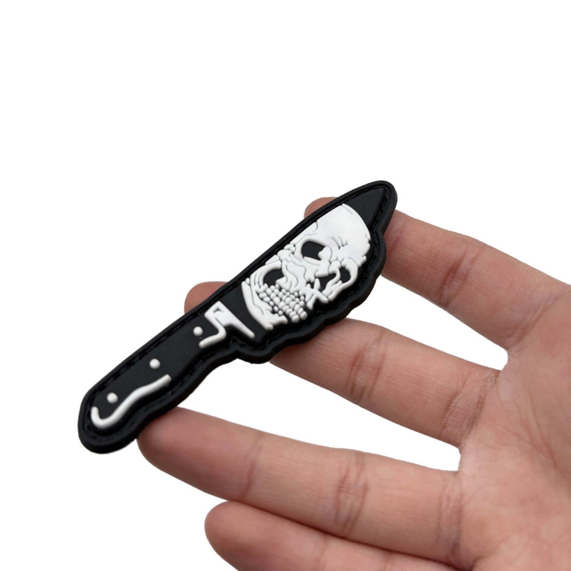 Skull and Eye Knife PVC Morale Noctilucent Patches, Glow in the Dark Appliques, Tactical Combat Armband Badges with Hook and Loop Fastener Backing, 3.35 x 0.79Inch - Image 6