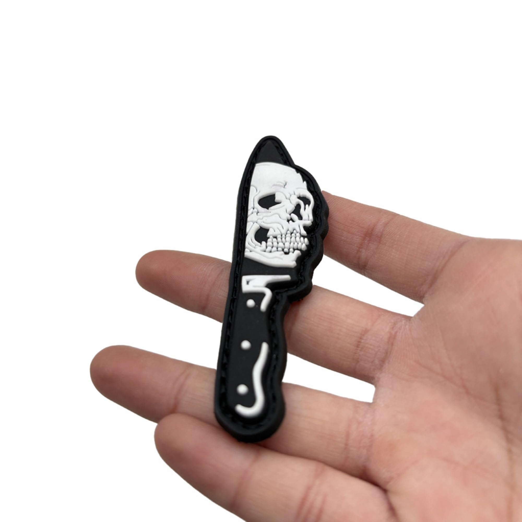 Skull and Eye Knife PVC Morale Noctilucent Patches, Glow in the Dark Appliques, Tactical Combat Armband Badges with Hook and Loop Fastener Backing, 3.35 x 0.79Inch - Image 7