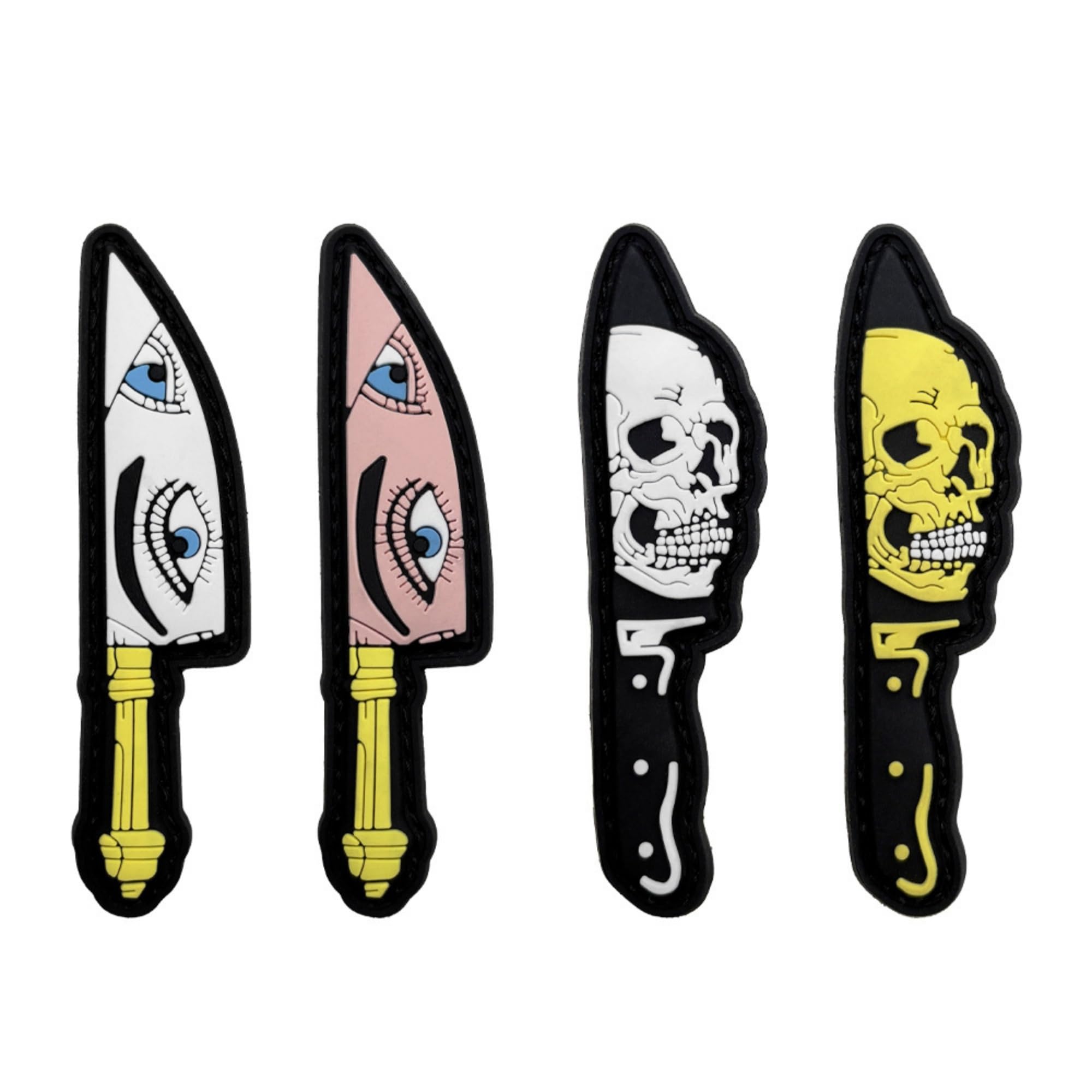 Skull and Eye Knife PVC Morale Noctilucent Patches, Glow in the Dark Appliques, Tactical Combat Armband Badges with Hook and Loop Fastener Backing, 3.35 x 0.79Inch - Image 8
