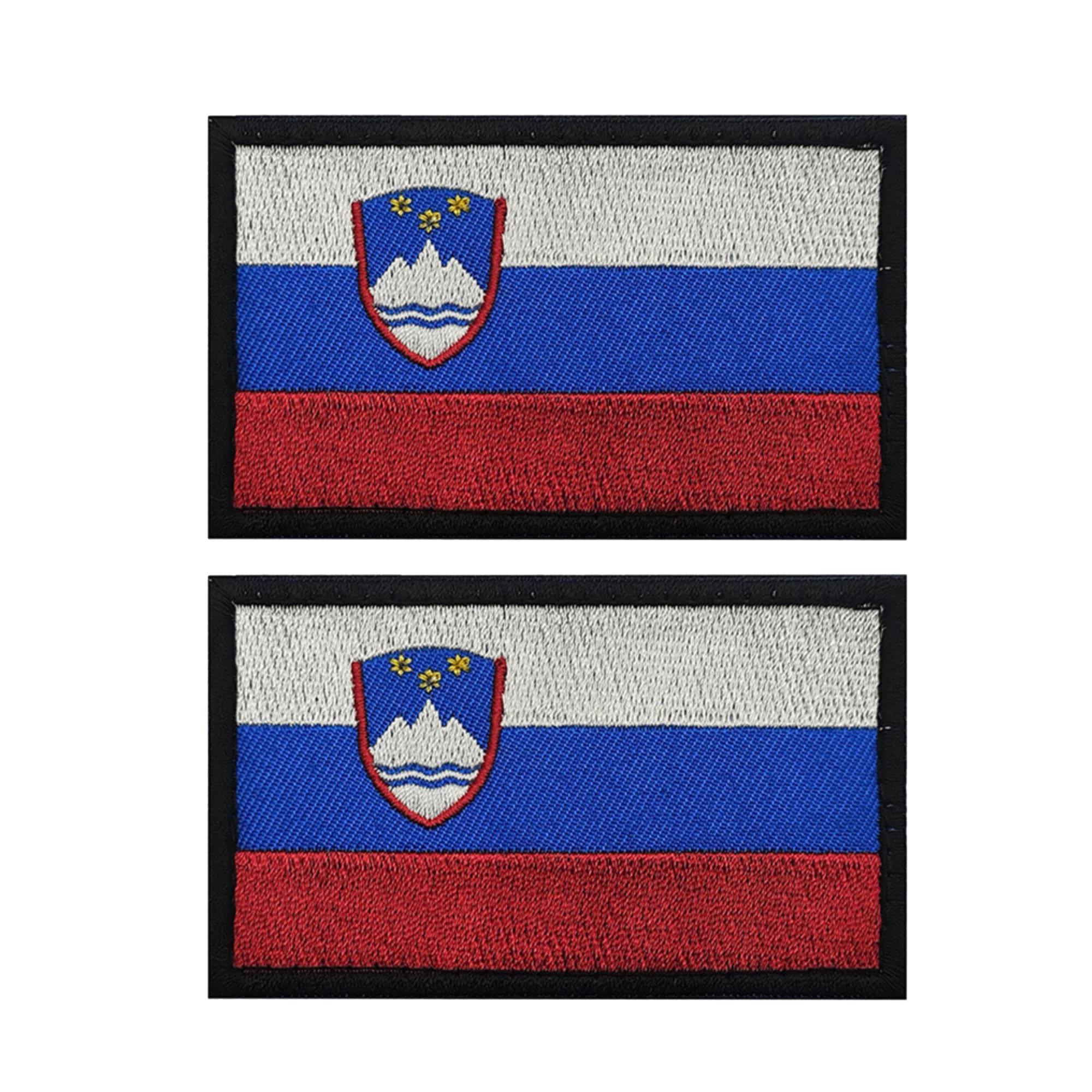 Slovenia Flag Embroidered Appliques Patches, Slovenian Flags Military Tactical Morale Patch, Hook and Loop Backing, 3.15 x 1.97 Inch, 2-Pack