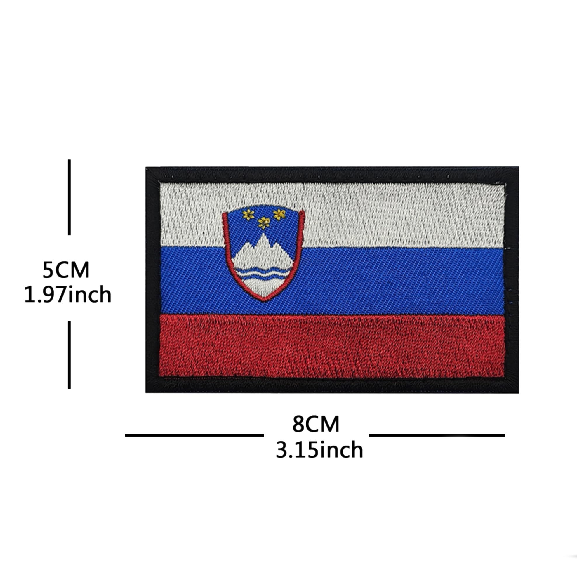 Slovenia Flag Embroidered Appliques Patches, Slovenian Flags Military Tactical Morale Patch, Hook and Loop Backing, 3.15 x 1.97 Inch, 2-Pack - Image 2