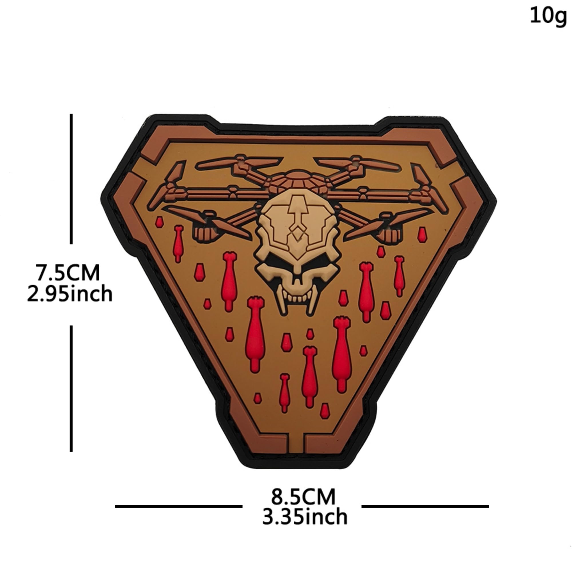 Smola-313 Tactical Drone Skull PVC Morale Patches, Military Style Triangle Patches with Hook and Loop Backing, 3.35 x 2.95 Inches (Khaki) - Image 2