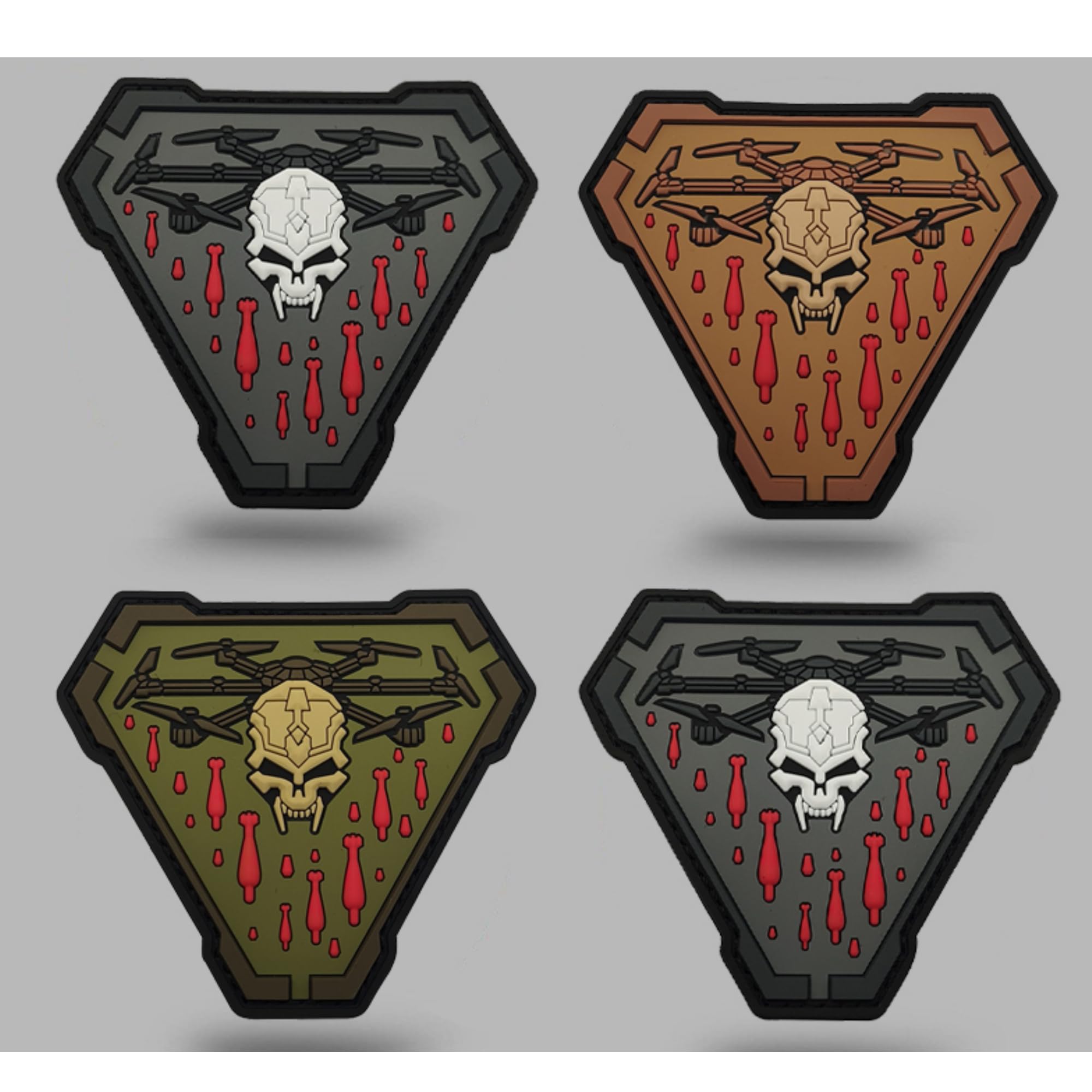 Smola-313 Tactical Drone Skull PVC Morale Patches, Military Style Triangle Patches with Hook and Loop Backing, 3.35 x 2.95 Inches (Khaki) - Image 5