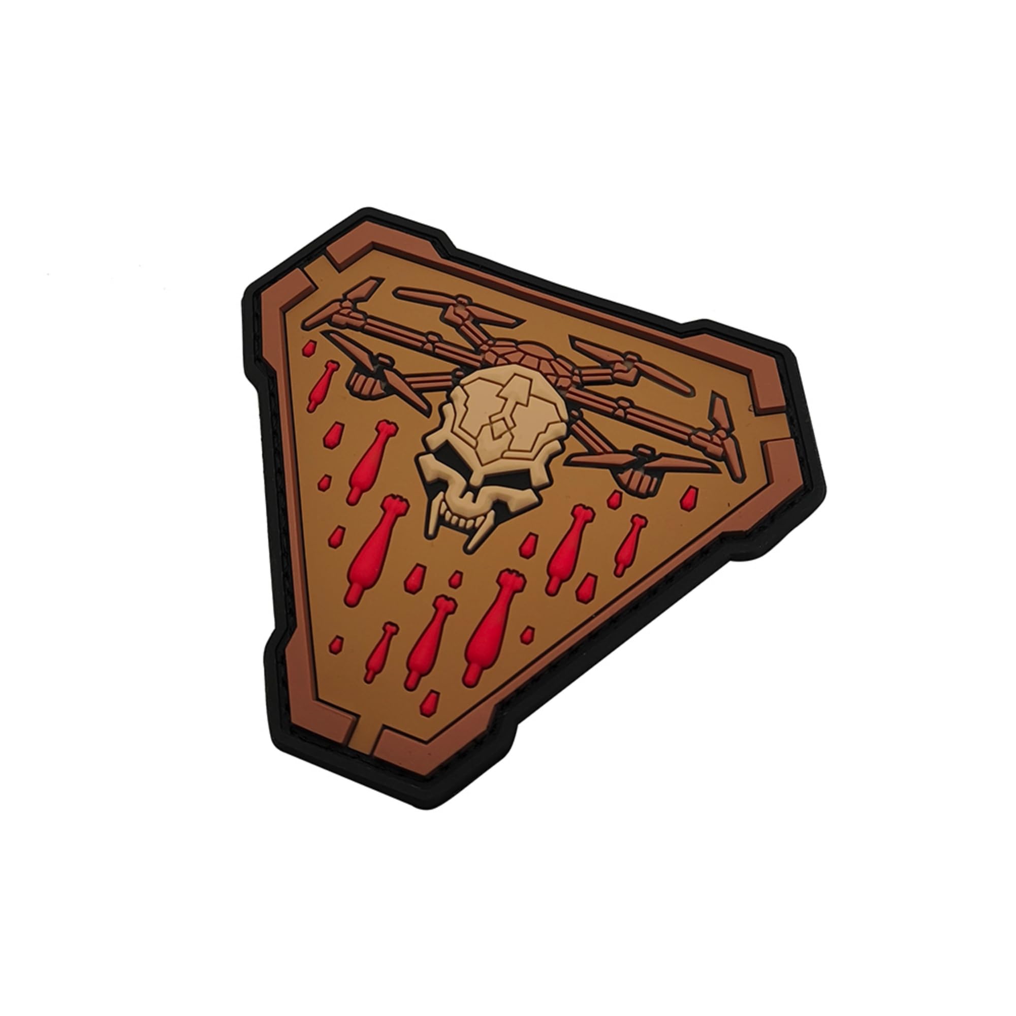 Smola-313 Tactical Drone Skull PVC Morale Patches, Military Style Triangle Patches with Hook and Loop Backing, 3.35 x 2.95 Inches (Khaki) - Image 6